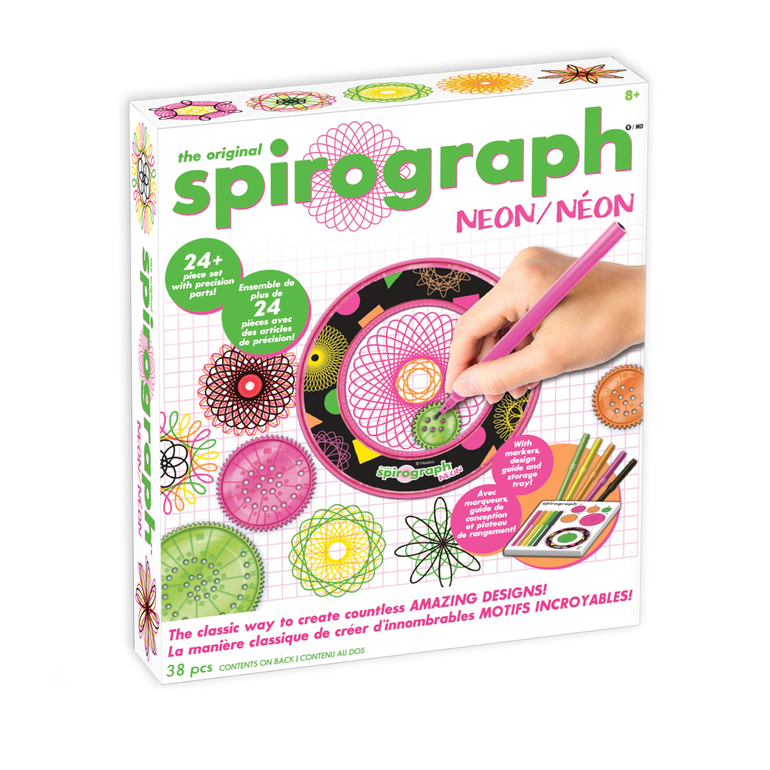 Neon Drawing Set – Drawing Kit, Arts and Crafts, Kids Toys, Art Supplies, Spiral Art, Kids Drawing Kit, Neon Markers, Design Sheet Included, Screen-Free Kids Activities, Ages 8+