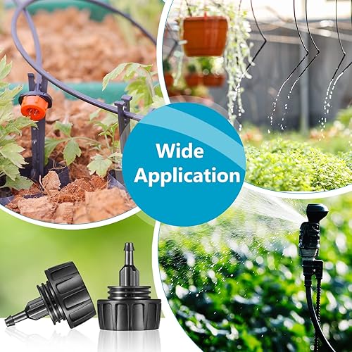 Miniatura 7 de Paquete de 5 adaptadores de manguera de riego por goteo, adaptador de manguera de riego por goteo, conector de grifo con arandelas para sistema de