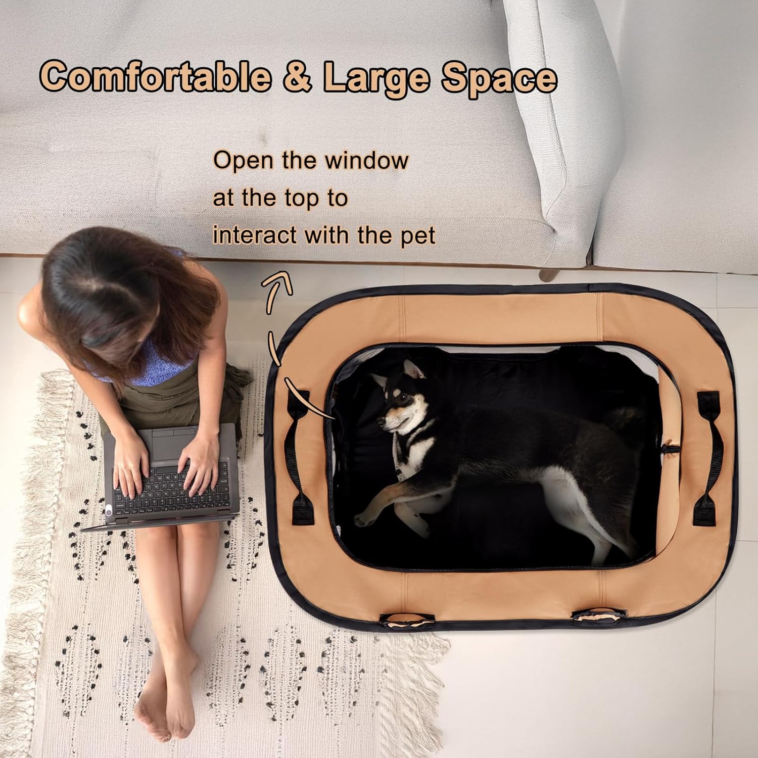 Ownpets Portable Cat Playpen with Removable Tunnel, Foldable Puppy Play Pen, Indoor Outdoor Cat Enclosure Pet Tent for Cats, Dogs and Small Pets