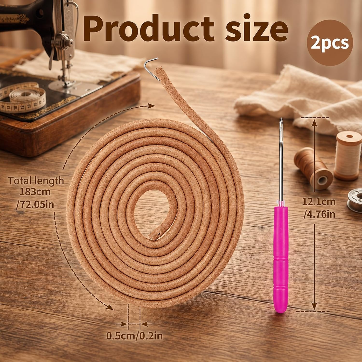 Treadle Sewing Machine Belt, 72 X 3/16 Inch with Hook for Universal