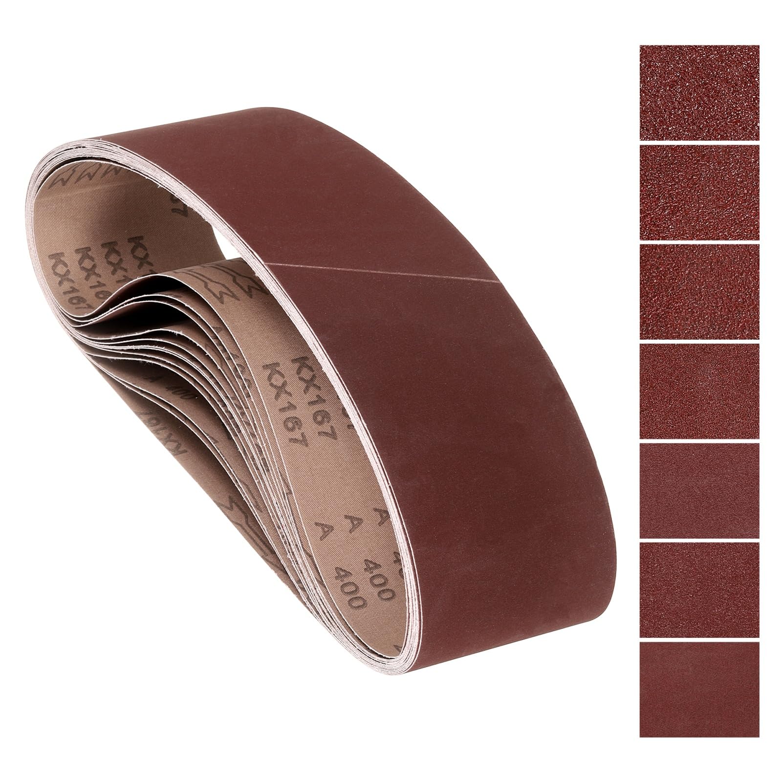 Kozelo 7Pcs Sanding Belts 152mm x 1220mm 40/60/80/120/180/240/400 Grit Aluminum Oxide Abrasive Sandpaper for Belt Sander Metal Grinding Wood Working Weld Rust Removal