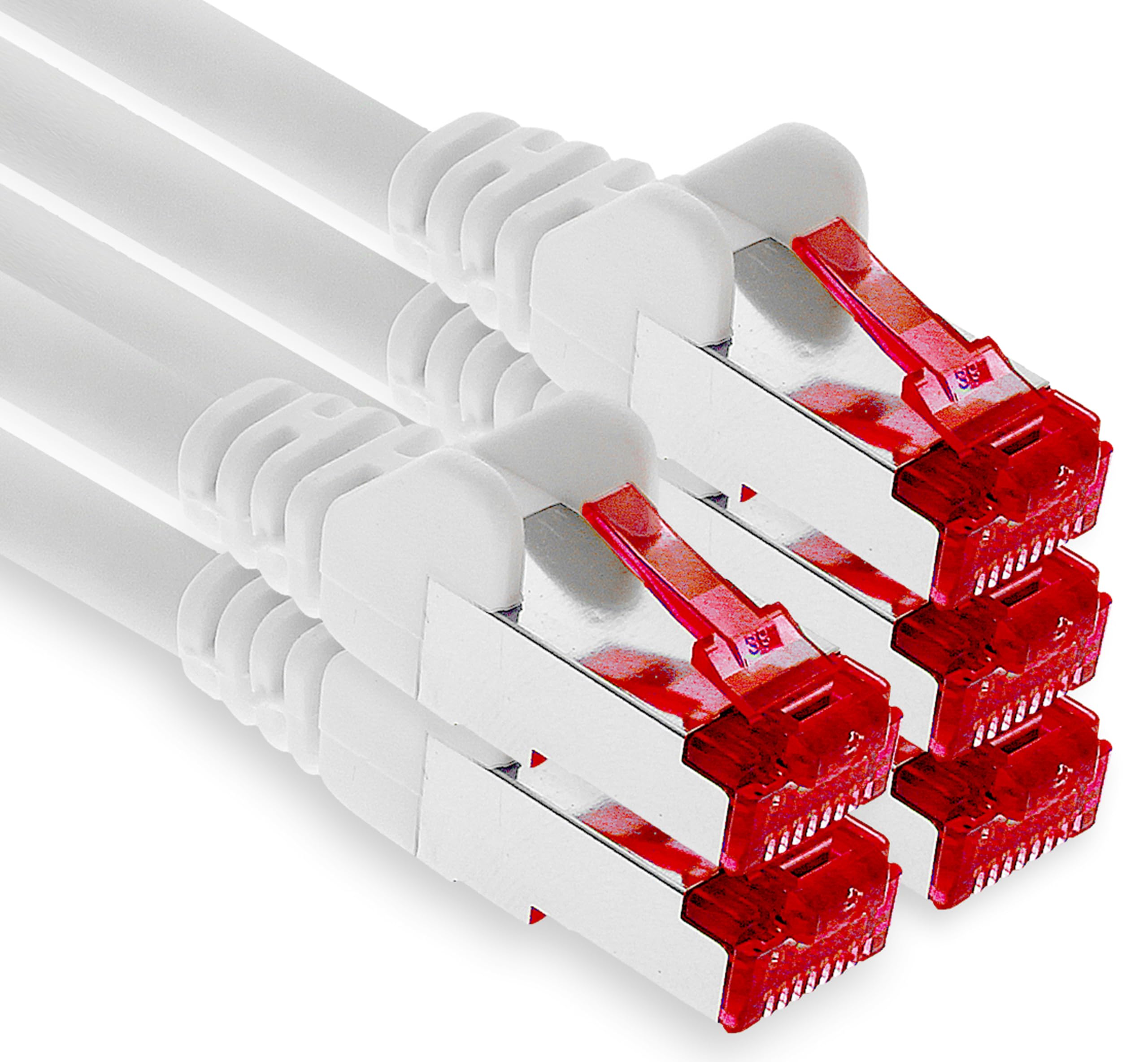 1aTTack.de - 5x 5m CAT6 Patchkabel S/FTP PIMF Schirmung CAT.6 RJ45 Netzwerkkabel Ethernetkabel DSL LAN Router Switch Modem Patchfeld - weiß - 5 Stück