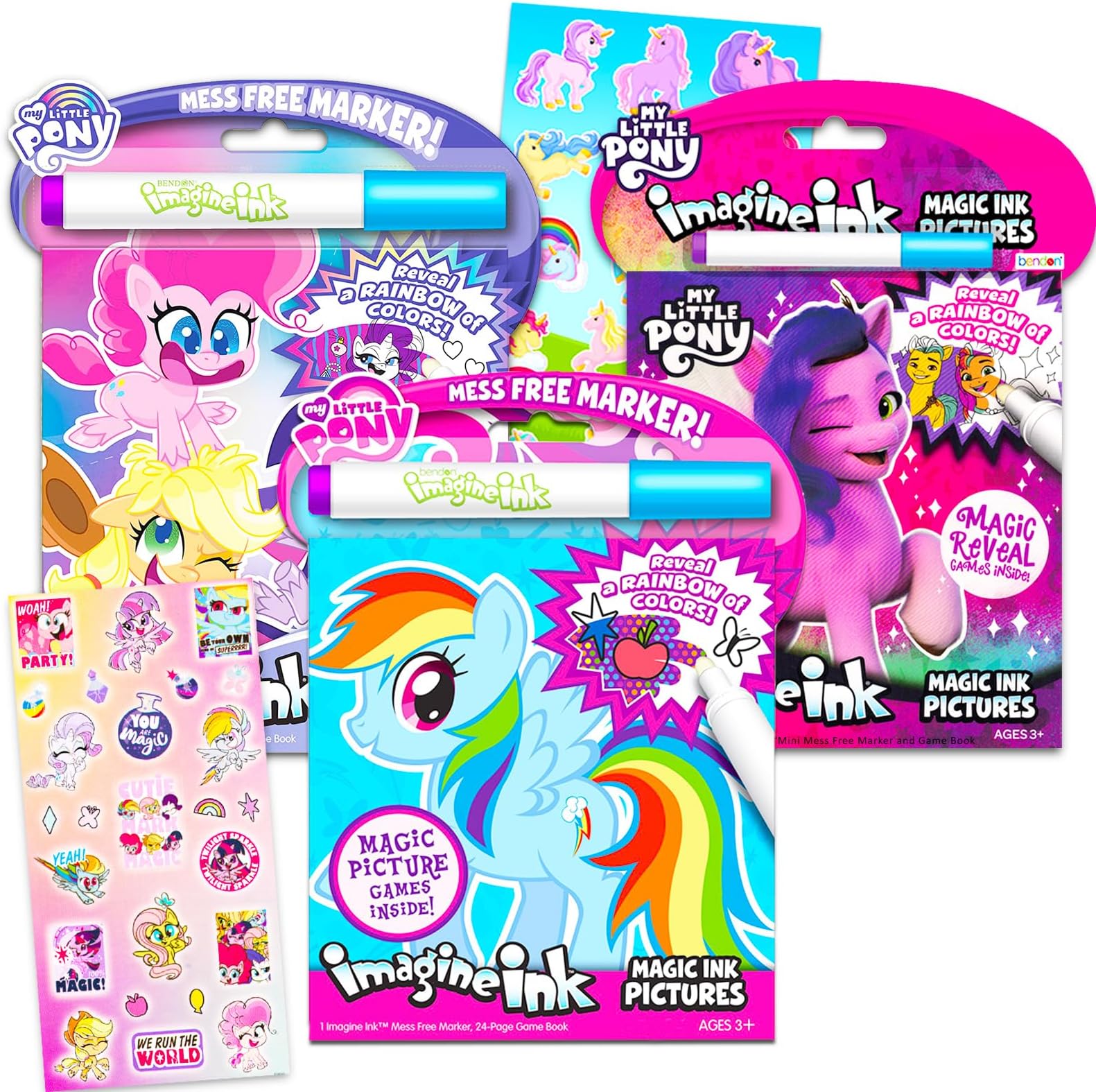 My Little Pony Imagine Ink Coloring Super Set - Bundle of 3 "MLP Mess-Free Coloring Books for Kids |My Little Pony Party Favors and Activities