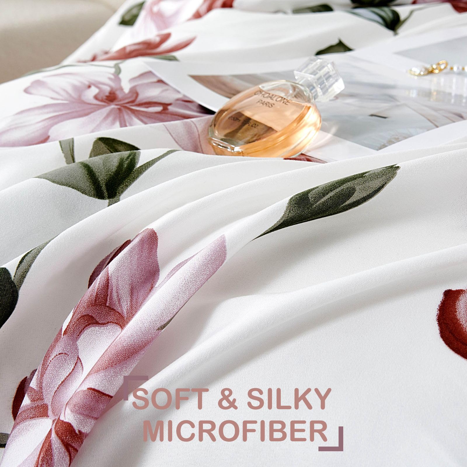 Set Lenzuola Singolo in Microfibre 90x190/200cm, Completo Lenzuola Letto con 1 Federe 50x80 in Stampa, Lenzuola Sopra e Lenzuolo con Angoli, Comfort e Morbidezza, Fiori