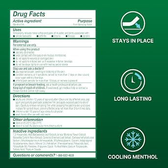 Biofreeze XL Pain Relief Patches, Menthol Pain Patches for Lower Back, Neck, Knee, Shoulder, Comfortable & Flexible Fabric Stays in Place, 4 ct