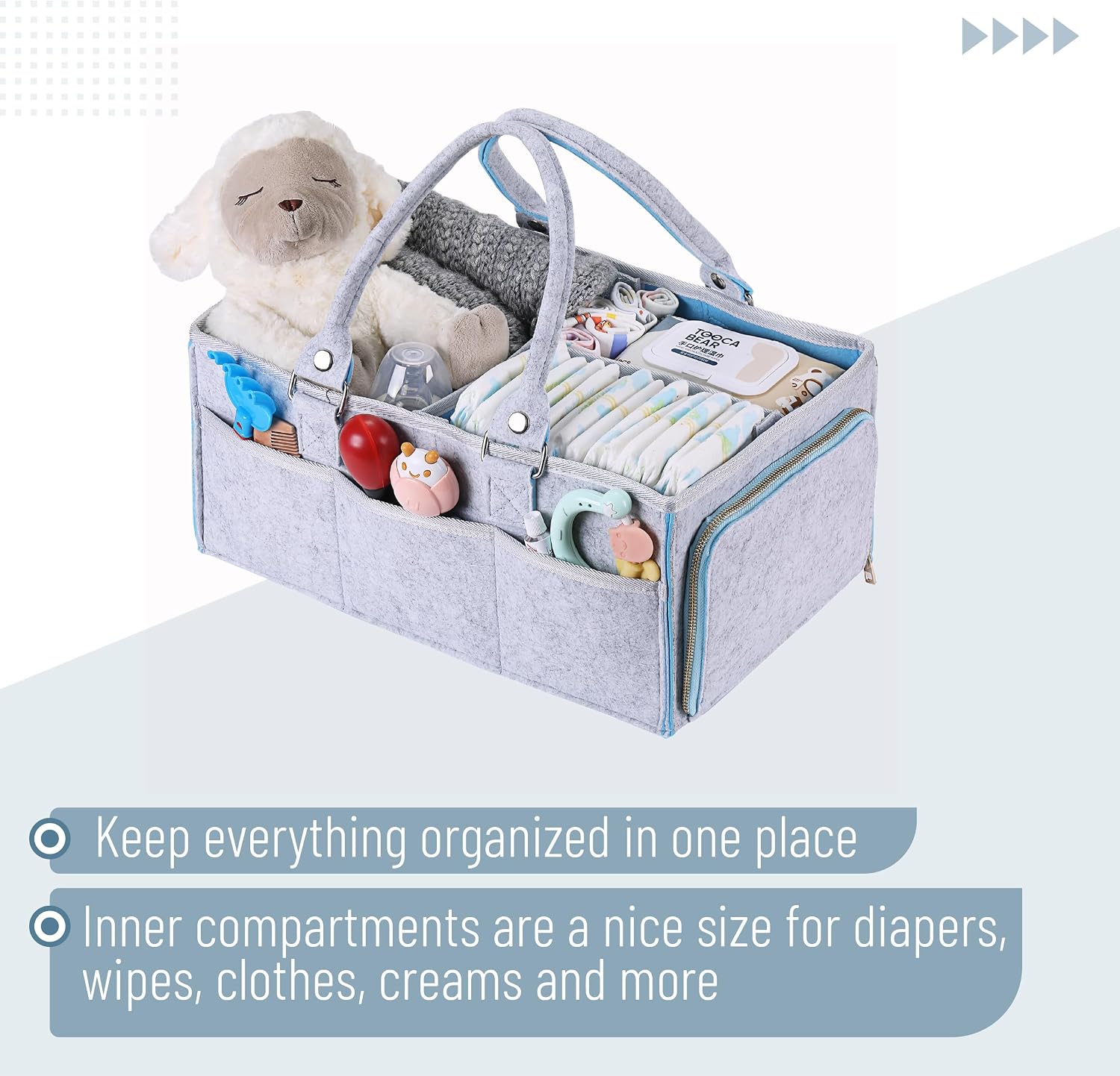 Mr. Pen- Large Baby Diaper Caddy Organizer, 2 Pack, Blue Inside image 4
