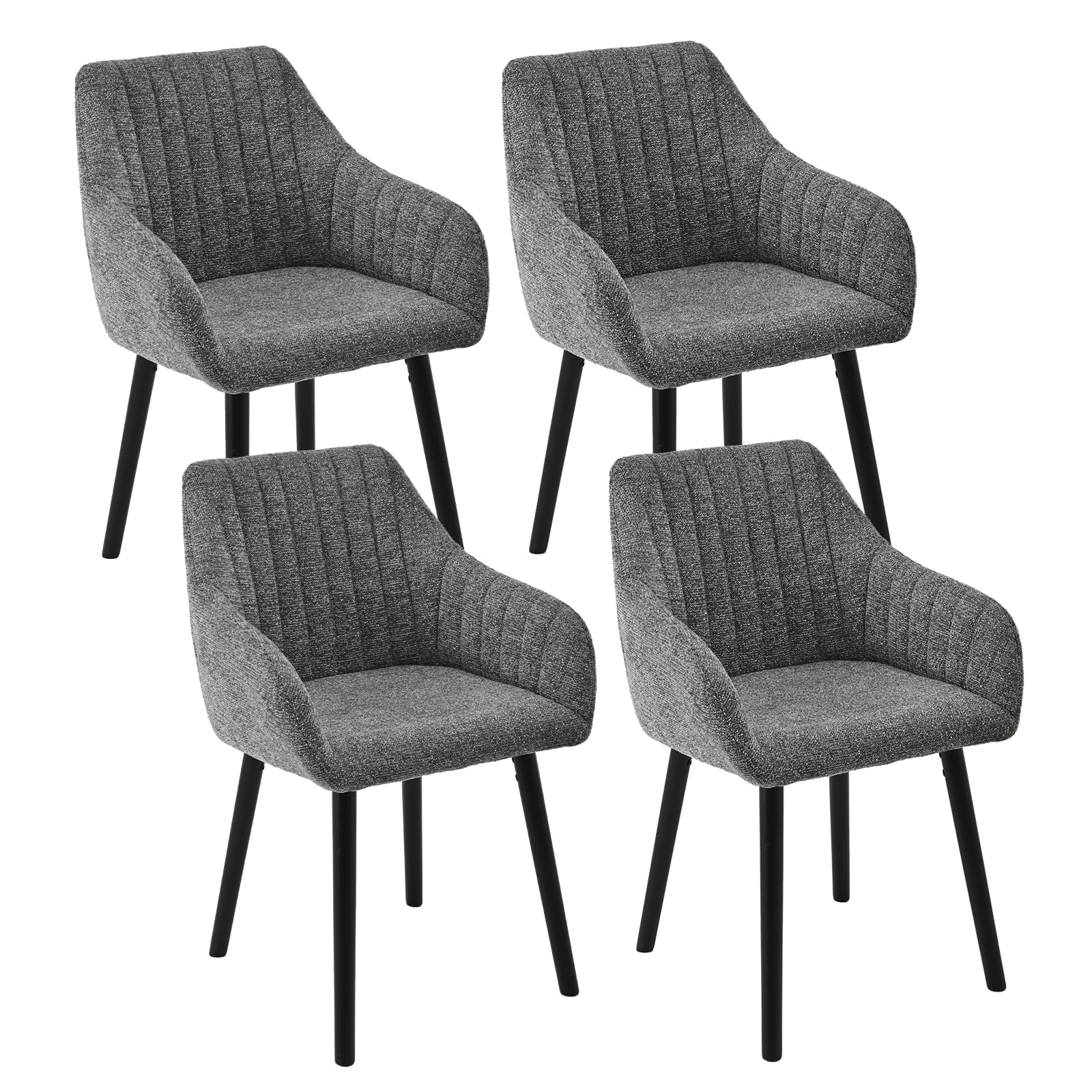 Goeurvant Dining Chairs Set of 4, Modern Kitchen Chairs with Backrest & Wooden Legs, Upholstered Armchairs for Living Room, Dining Room, Lounge, Chenille Fabric, Grey โ image 1