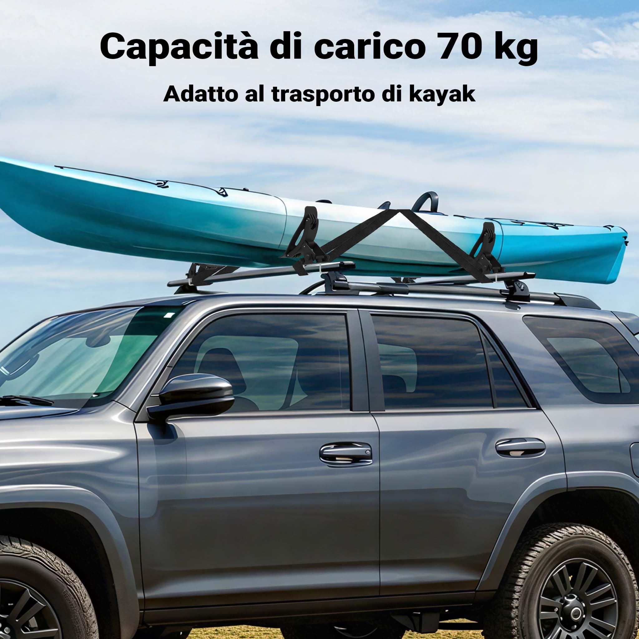 Wiltec Staffe Porta Kayak Canoa per Portapacchi Tetto Auto