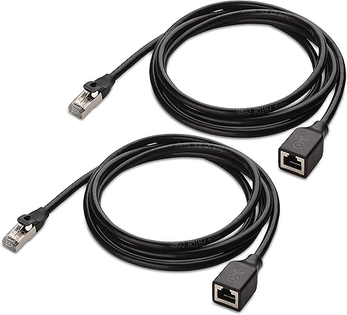 Cable Matters Paquete de 2 cables de extensión Ethernet Cat 6 blindados de 10 Gbps - 10 pies (extensor Ethernet blindado, cable de extensión Cat6)