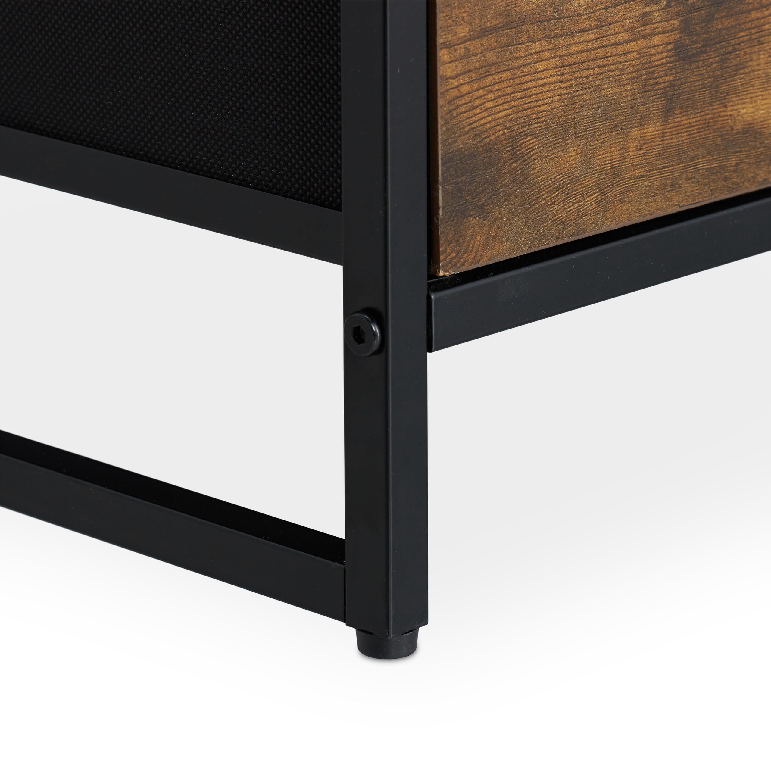 Relaxdays Commode de Style Industriel, HLP 71,5 x 84 x 32,5 cm, métal, Aspect Bois, avec 4 tiroirs, Buffet, Marron/Noir