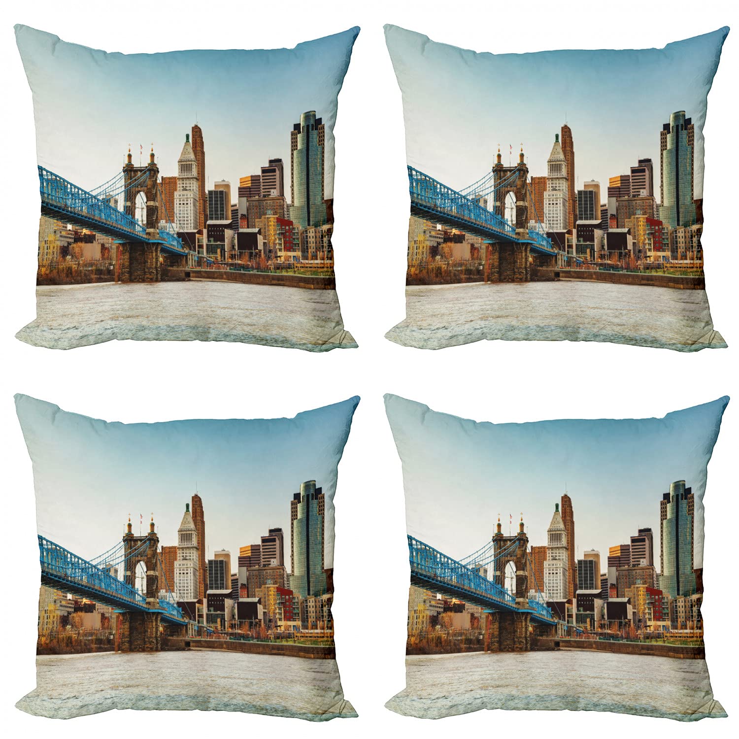 ABAKUHAUS Fiore Federe Cuscini Set di 4, Colored Roses Tulips, Stampa