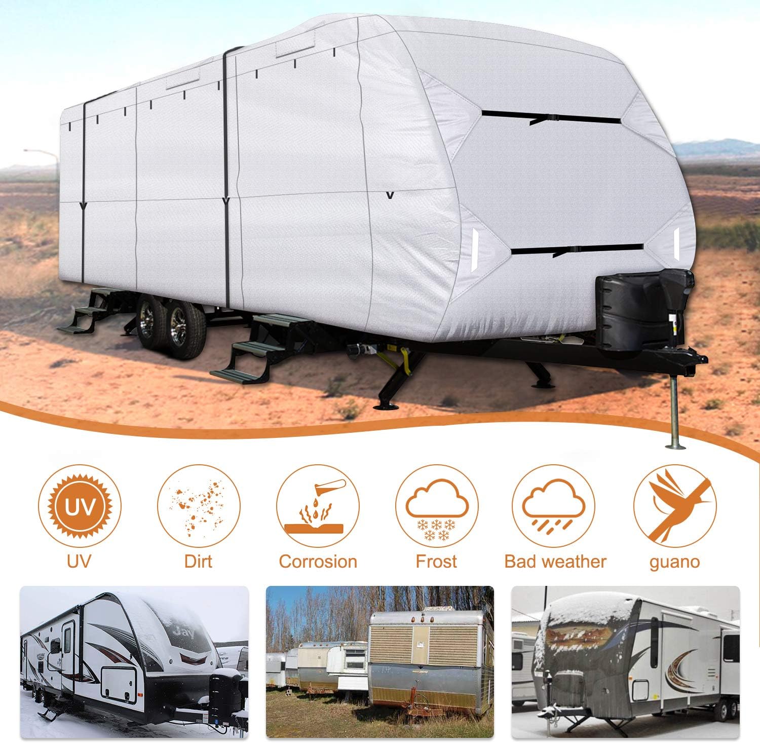 Weekly Top Sale Leader Accessories 150D 35'-38' L Travel Trailer RV Cover with Adhesive Repair Patch, Ripstop Diamond Camper Cover Hottest Sales Leader Accessories 150D 35'-38' L Travel Trailer RV Cover with Adhesive Repair Patch, Ripstop Diamond Camper Cover
