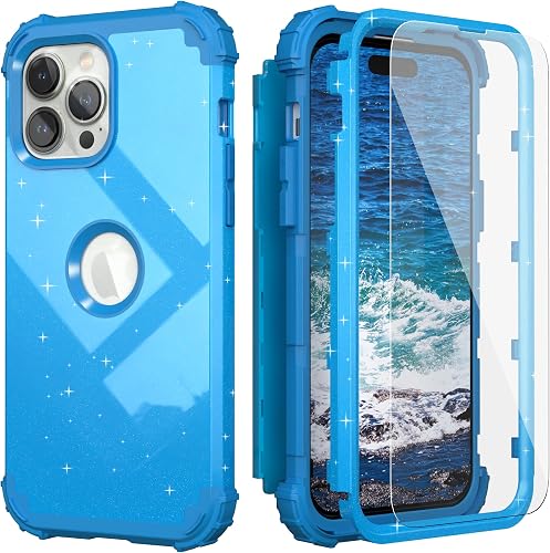 IDweel for iPhone 14 Pro Max Case with Screen Protector,Luxury 3 in 1 Shockproof