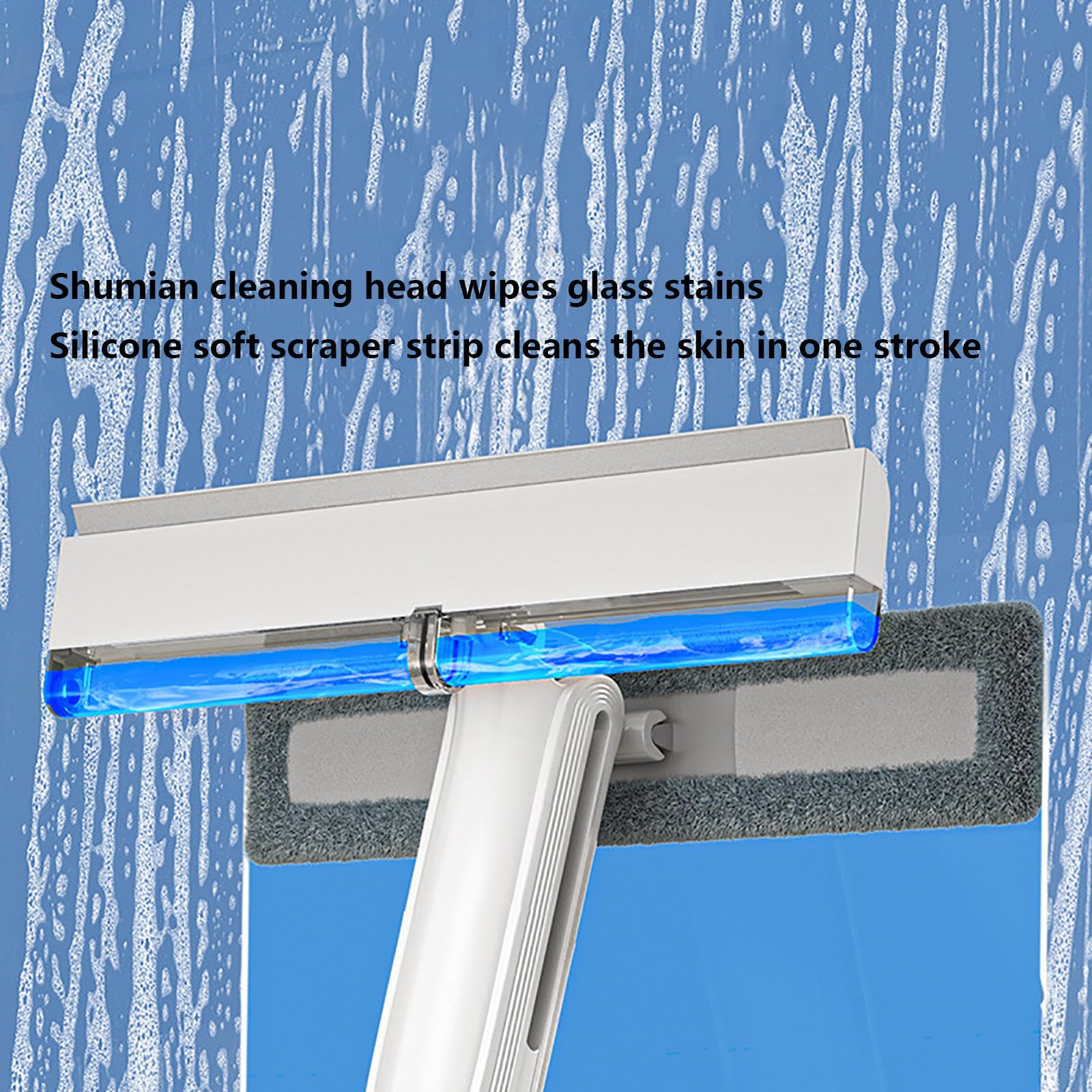 4 en 1 Spray Limpiador De Cristales con Colector De Aguas Residuales Y 3 Paños Microfibra, Limpia Cristales con Varilla De Extensión para Ventanas Altas Interiores/Exteriores