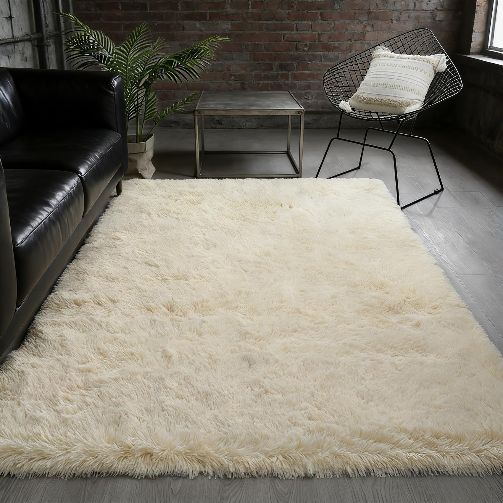 Tapis de salon moderne style élégant aspect fourrure douceur