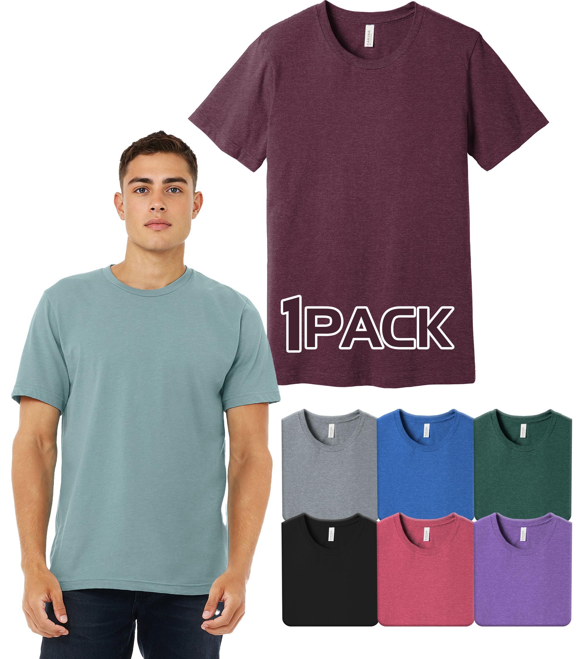 3001CVC T-Shirts, Bulk Shirt for Men & Women, Pack of Undershirt Tees - Custom Color Set - Remeras para Hombre