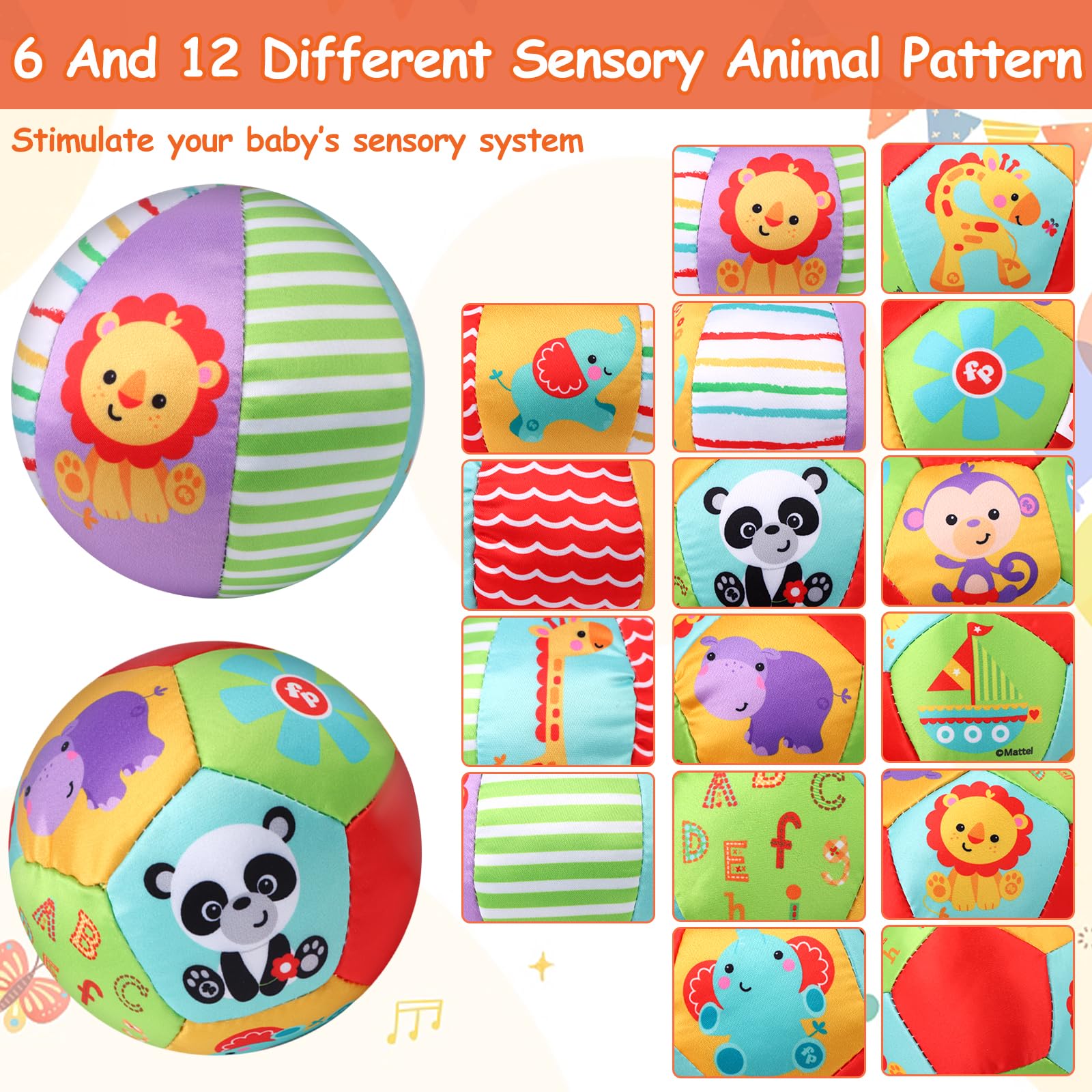 RUIYELE 2 Pcs Baby Soft Balls Baby Ball Soft Balls for Kids Indoor Ring Bell Ball Music Sense Learning Toy Educational Toy (Style 2PCS) - Image 3