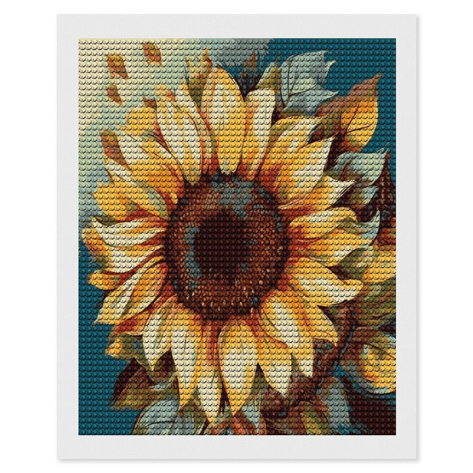JTREHY Color Painting Sunflower Diamond Art Kits Personalized DIY Round Diamond Painting Kits for Beginner Full Drill Diamonds Dots Paintings for Adults Gem Art Crafts Home Decor