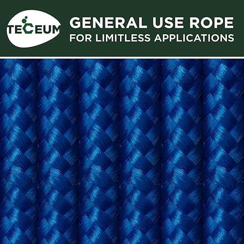 Miniatura 9 de TECEUM Cuerda  Azul  90 pies x 14 pulgadas (0.276 in)  Cuerda fuerte multiusos  Camping, manualidades, asta de bandera, interior y exterior  Cuerda
