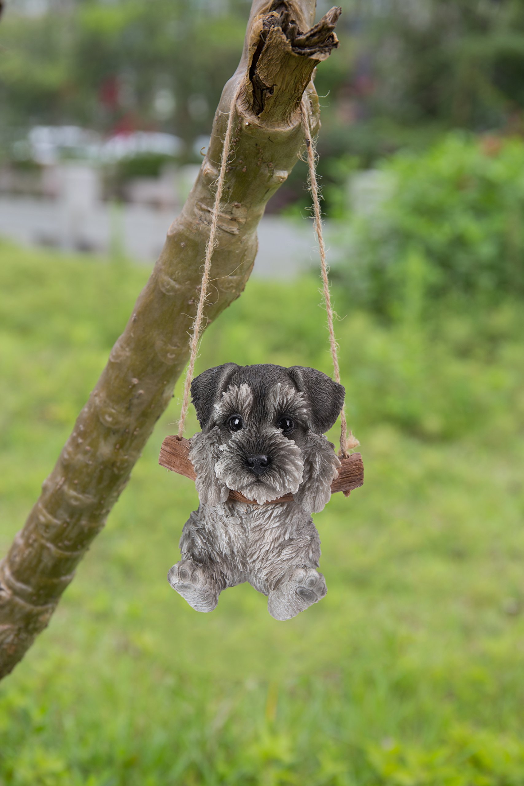 Hi-Line Gift Ltd. 87704-J Schnauzer Puppy - Estatua de jardín Colgante, 5 Pulgadas de Altura, Resina