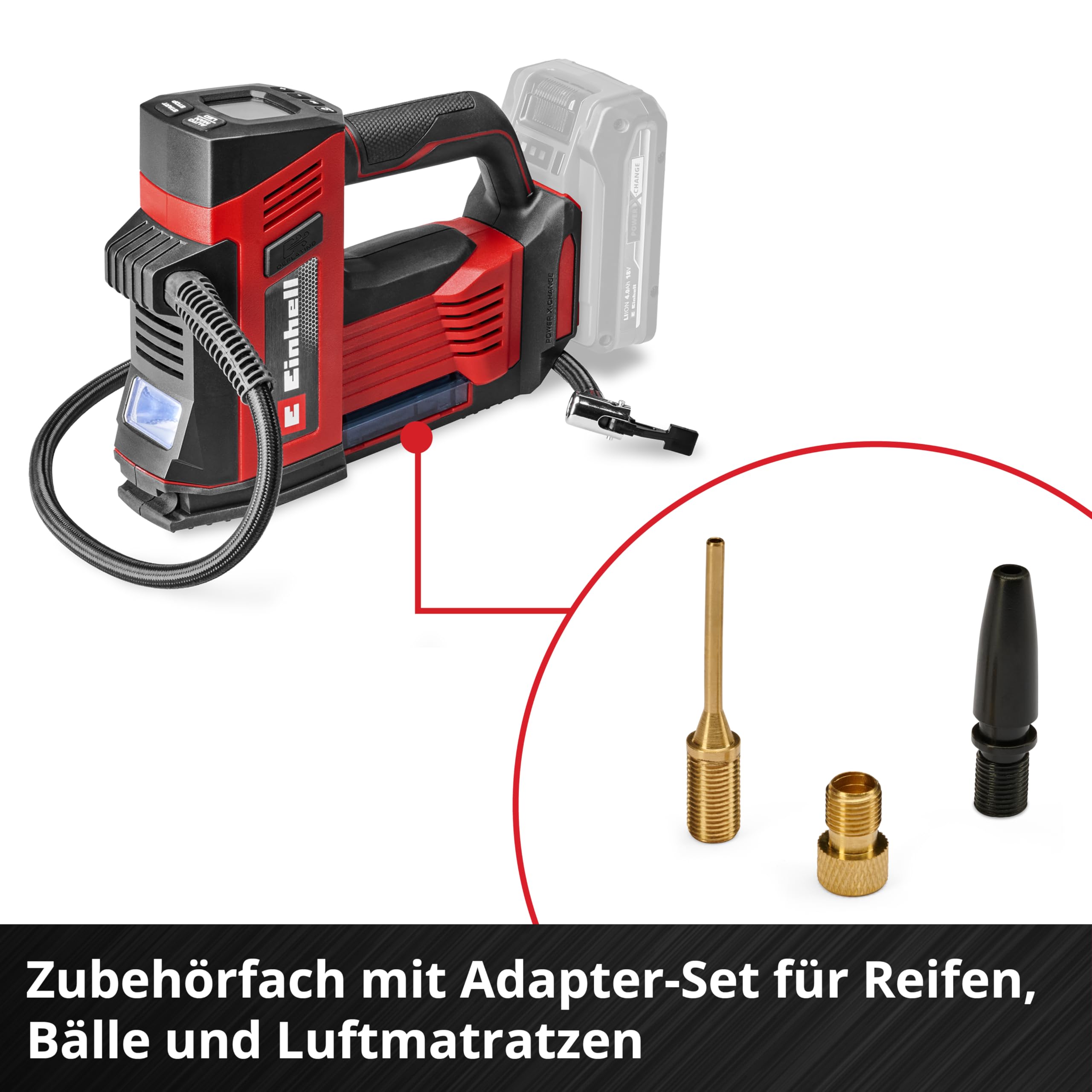 Einhell Akku-Autokompressor CE-CC 18/23 D Li-Solo Power X-Change (18 V, max. 11 bar, digitales Manometer mit LCD-Display, automatische Abschaltfunktion, ohne Akku)