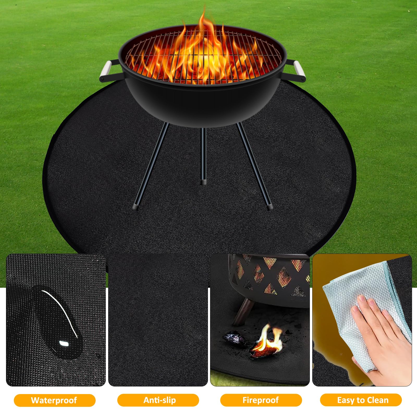 Tappetino Ignifugo JNUYISW - 24 Pollici, Impermeabile E Pieghevole Per Camino, Barbecue E Grill - Foto 11