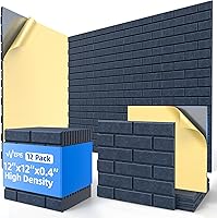 Vista 20 de Paquete de 20 paneles acústicos con autoadhesivo, paneles de espuma de alta densidad a prueba de sonido de 12 x 12 x 0.4 pulgadas para paredes