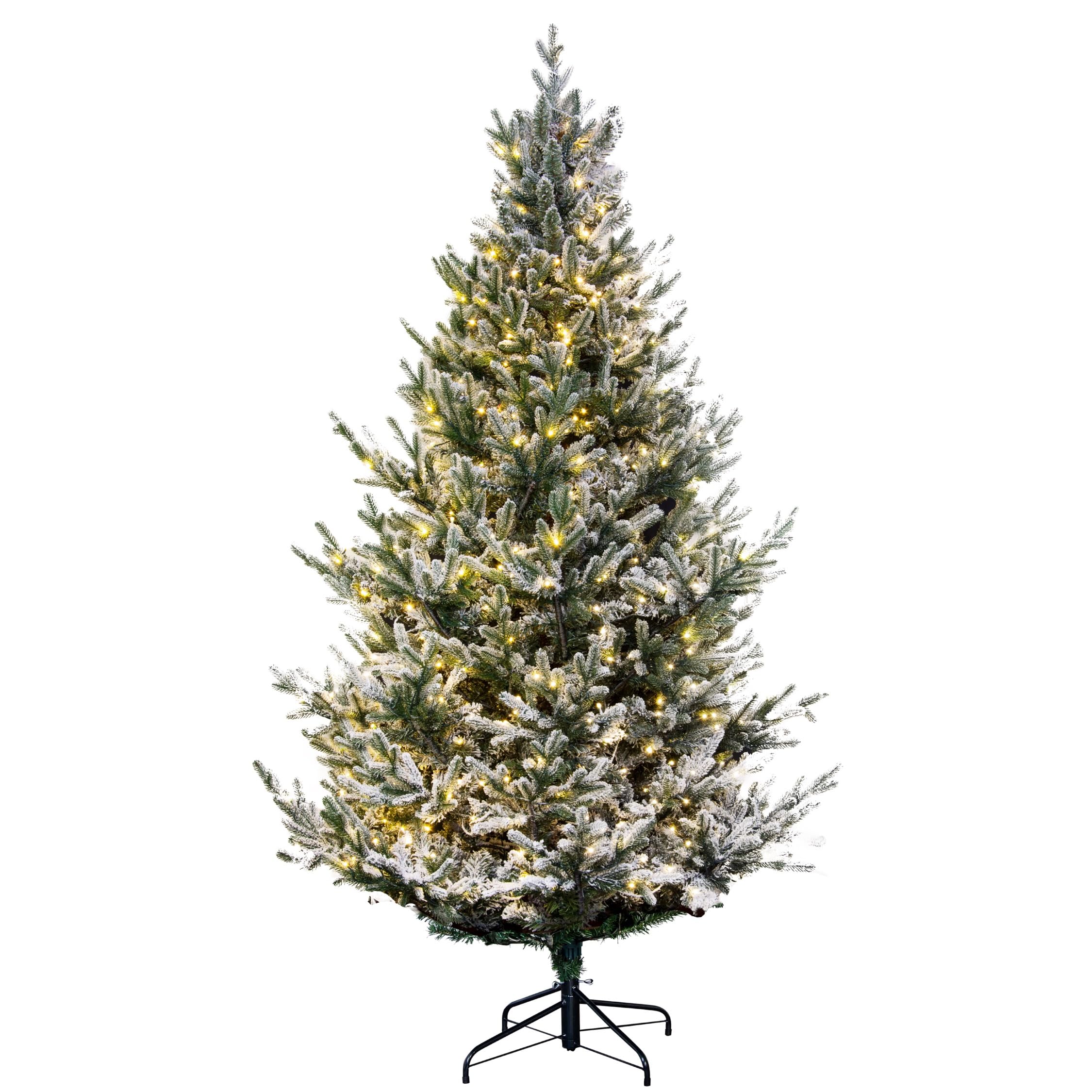 Christmas Tree World Green | 7Ft Artificial Pre-Lit Frosted Ultra Mountain Pine | Natural And Realistic Look With Bushy And Luxury Quality Pvc Tips | Easy To Assemble And Take Down | 140Cm Diameter