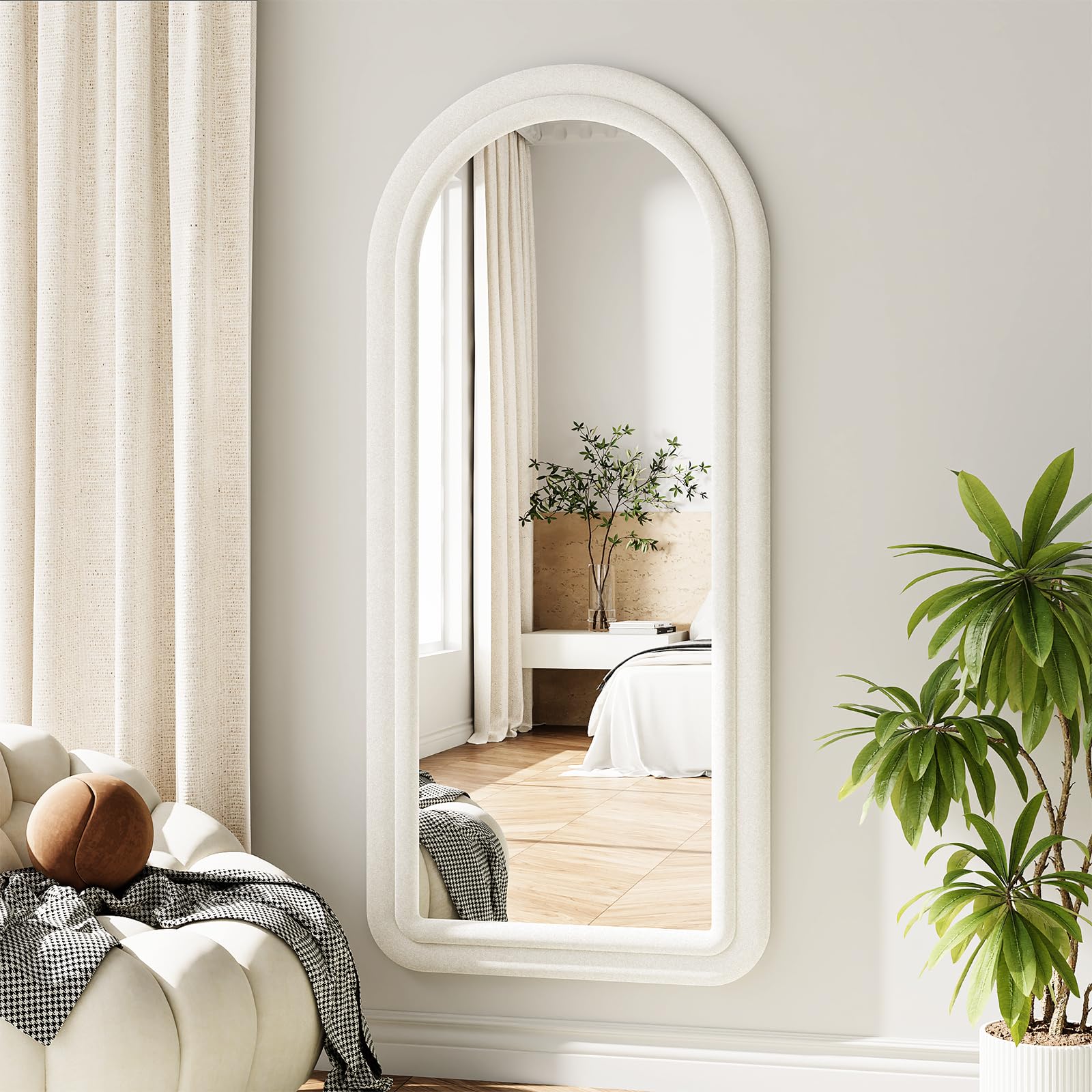Koonmi 56"x24" Arched Full Length Mirror, Floor Mirror with Stand