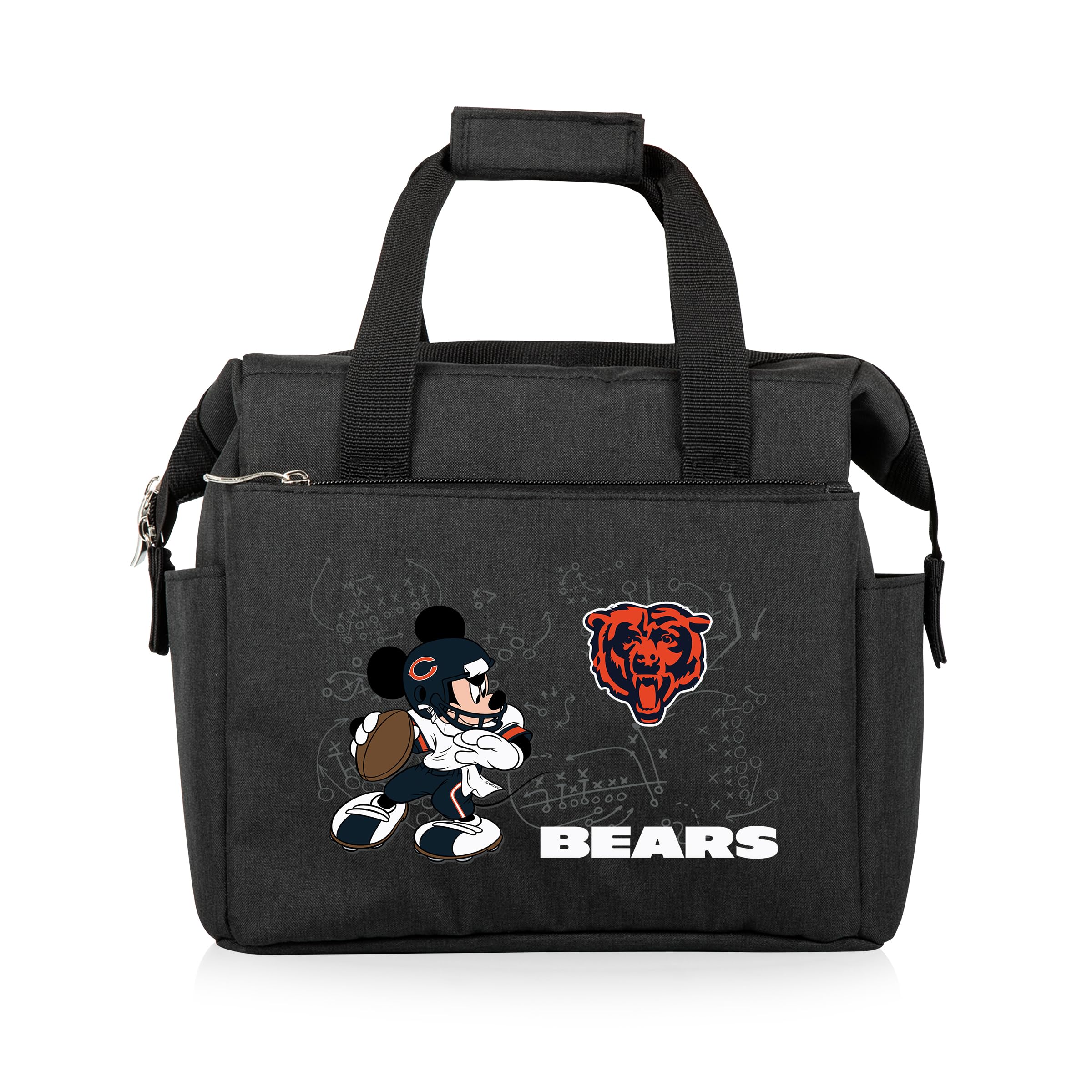PICNIC TIME NFL Mickey Mouse On The Go Lunch Bag - Soft Cooler Lunch Box - Insulated Lunch Bag, (Black)