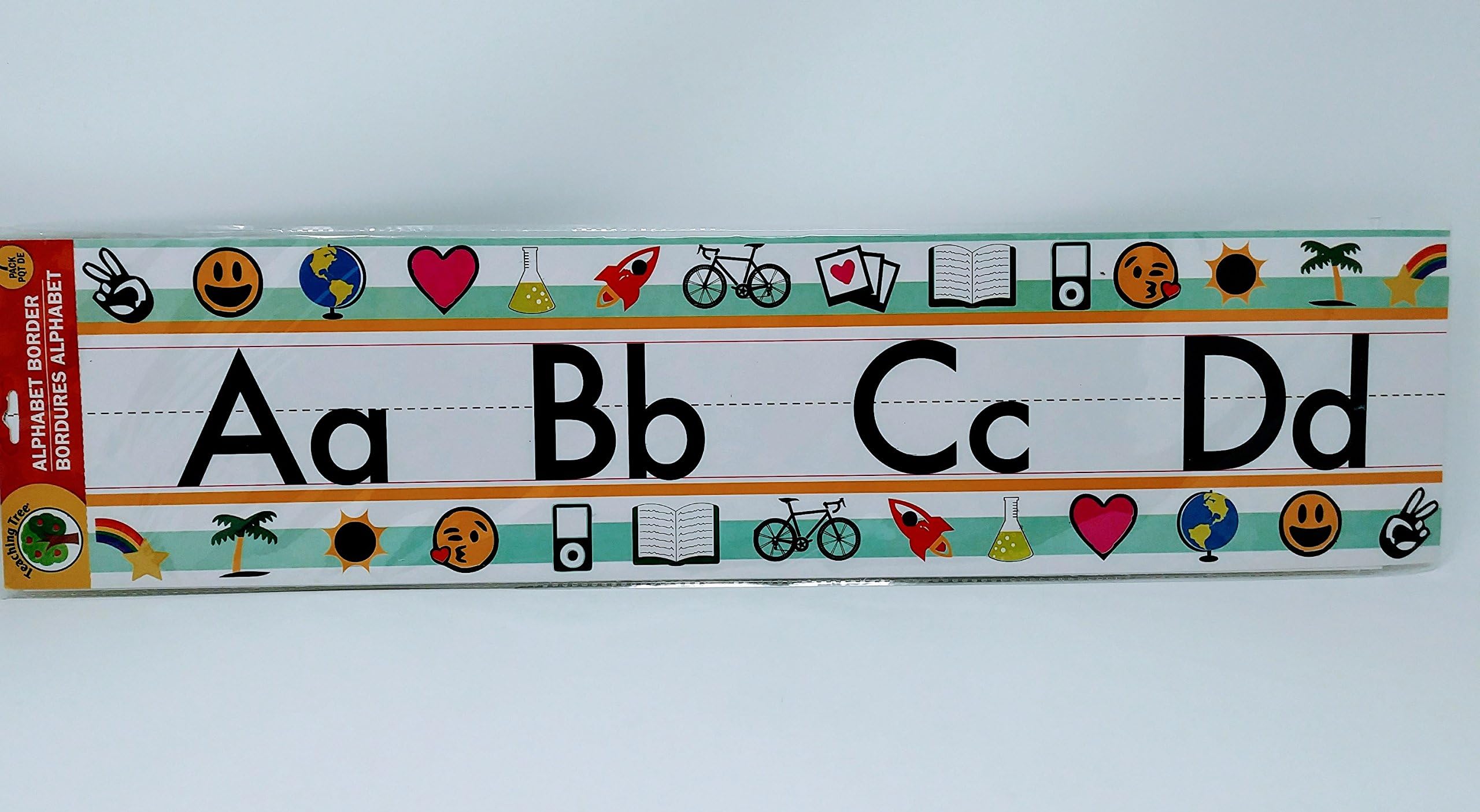 Back to School Teaching Tree Manuscript Alphabet Bulletin Board ABC Strips School Office Resources Scholastic Teacher Teacher's Bulletin Wall Border Decal Classroom Decoration EMOJI BONUS BOARD TRIM