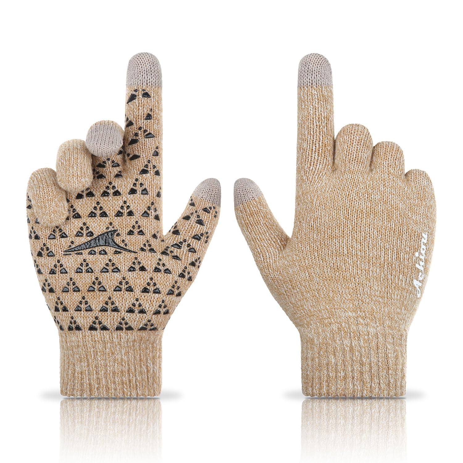 Achiou Winter Gloves for Men and Women, Touchscreen Soft Knit Gloves