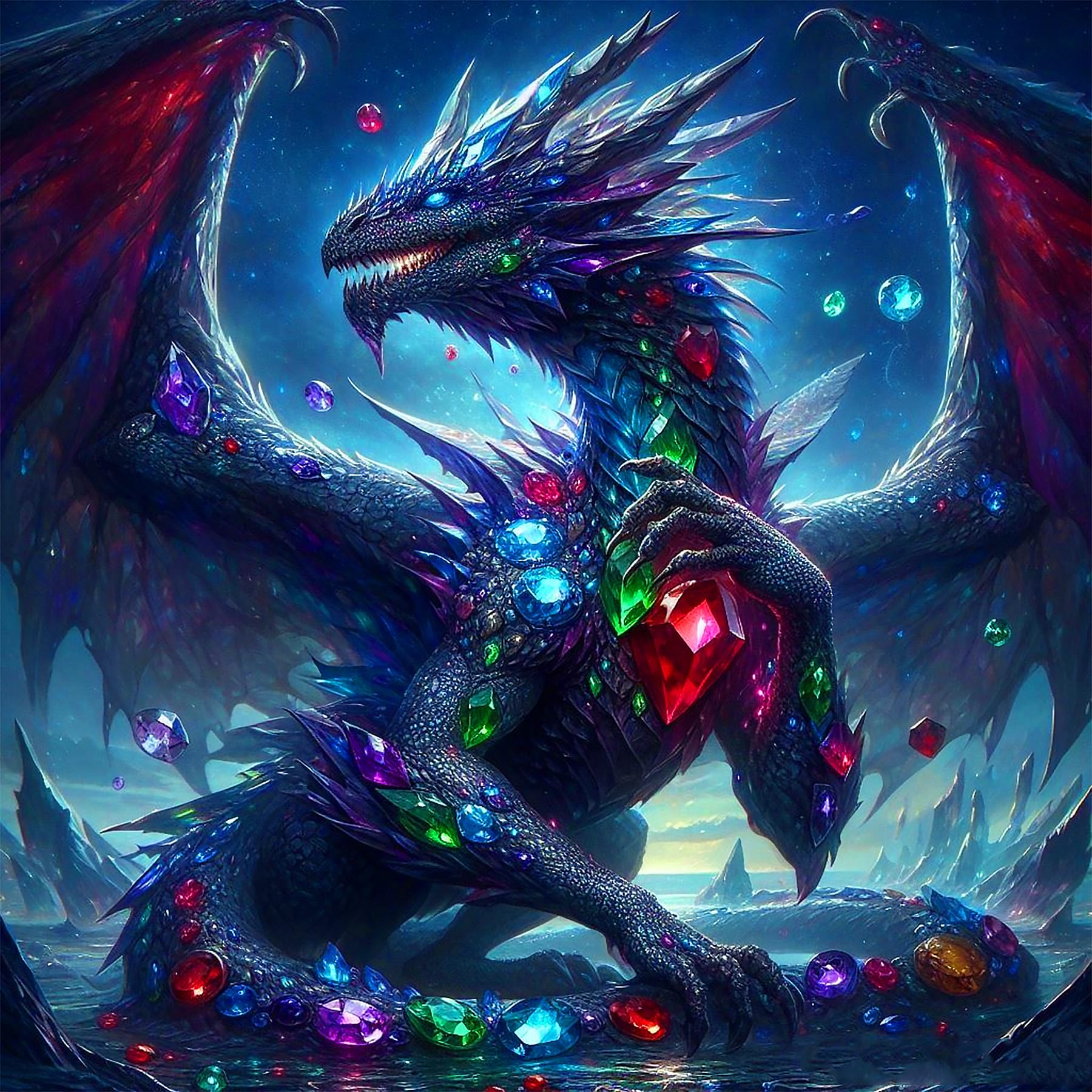 ijbnhd Dragon 5D Diamond Painting Kits for Adults, Dragon Diamond Painting Kits for Adults, Crystal Rhinestone for Home Wall Decor, 14x14 inch-image-14