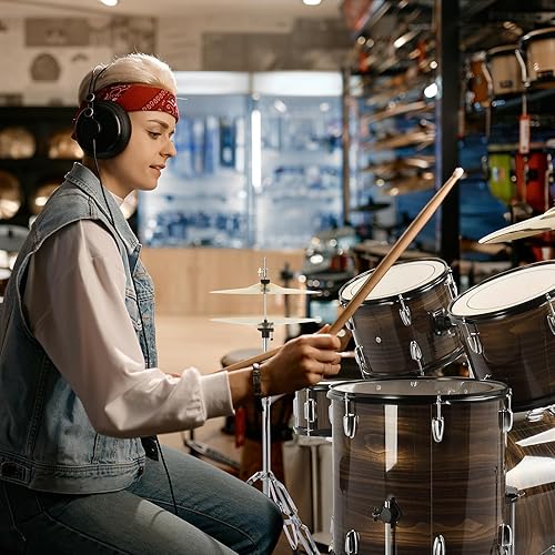 Vista 18 de Ktaxon Juego de batería para adultos de 22 pulgadas, kit de 5 piezas de tamaño completo con soportes de platillo, soporte de sombrero, palos, pedal