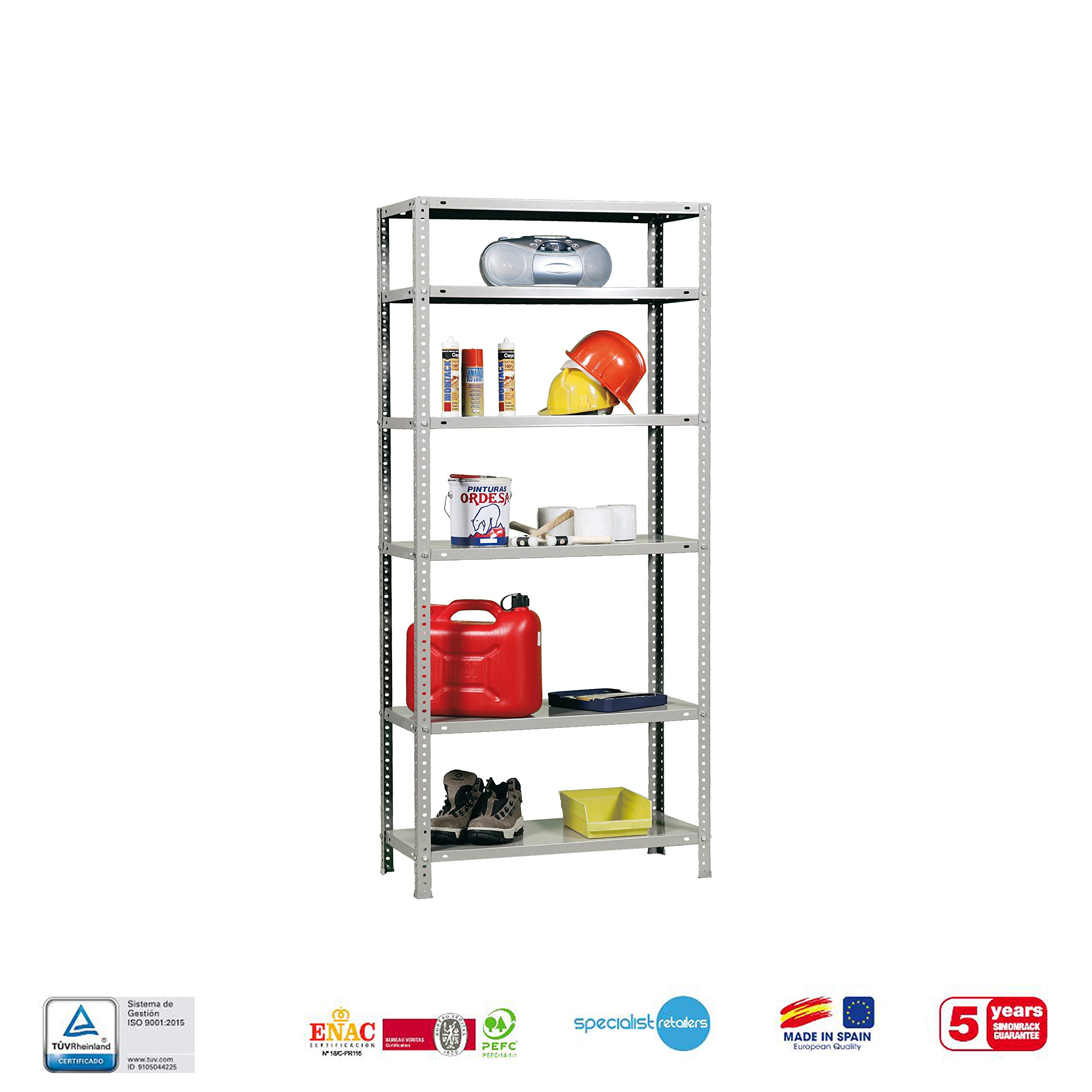 Simon Rack Estanterias Metalicas 2000x900x300 mm, 6 Baldas Metalica, 75 kg de Punto Flexión, Estanterias Almacenaje, Galvanizado - Advantage