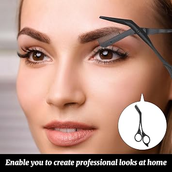 Staniless Steel Eyebrow Scissors with Comb,Eyebrow Trimmer Scissor,Eyebrow Scissors for Men Women (Black)