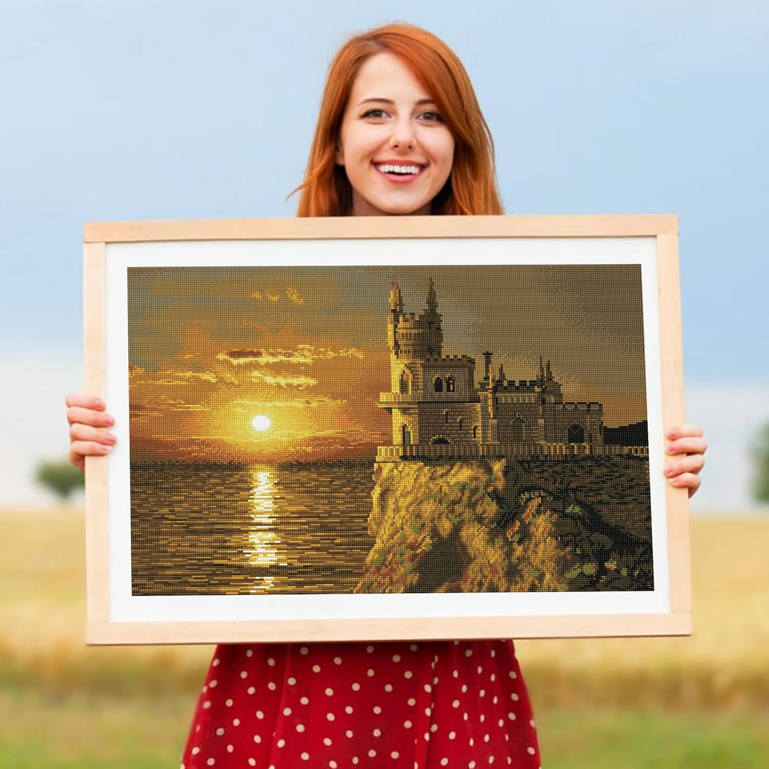 DIAMOND DOTZ Swallow's Nest Castle Landscape Diamond Painting Kits for Adults - Diamond Art Kits a Relaxing Creative Craft Kit with Dotz Gems 19.7"x29.5"