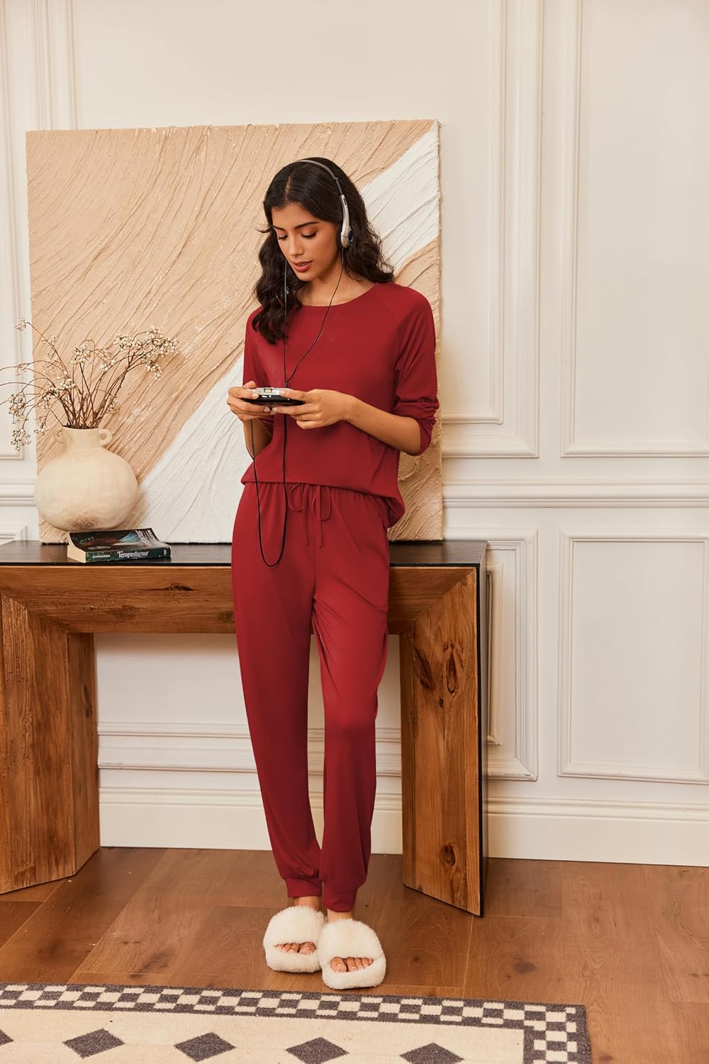 Ekouaer Pajamas Womens Long Sleeve Pj Set 2 Piece Loungewear Soft Comfy Sleepwear with Jogger Pants S-XXL - Image 2