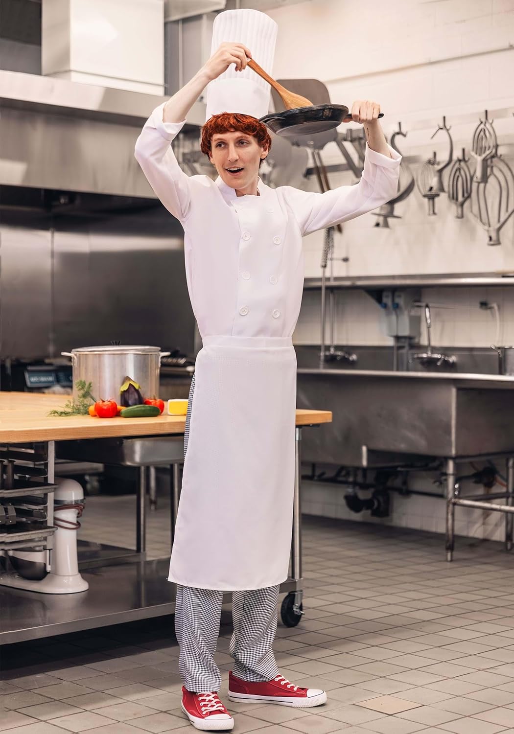 Adult Alfredo Linguini Costume | Mens Disney & Pixar Ratatouille Chef Halloween Complete Outfit w/Remy Silhouette Hat
