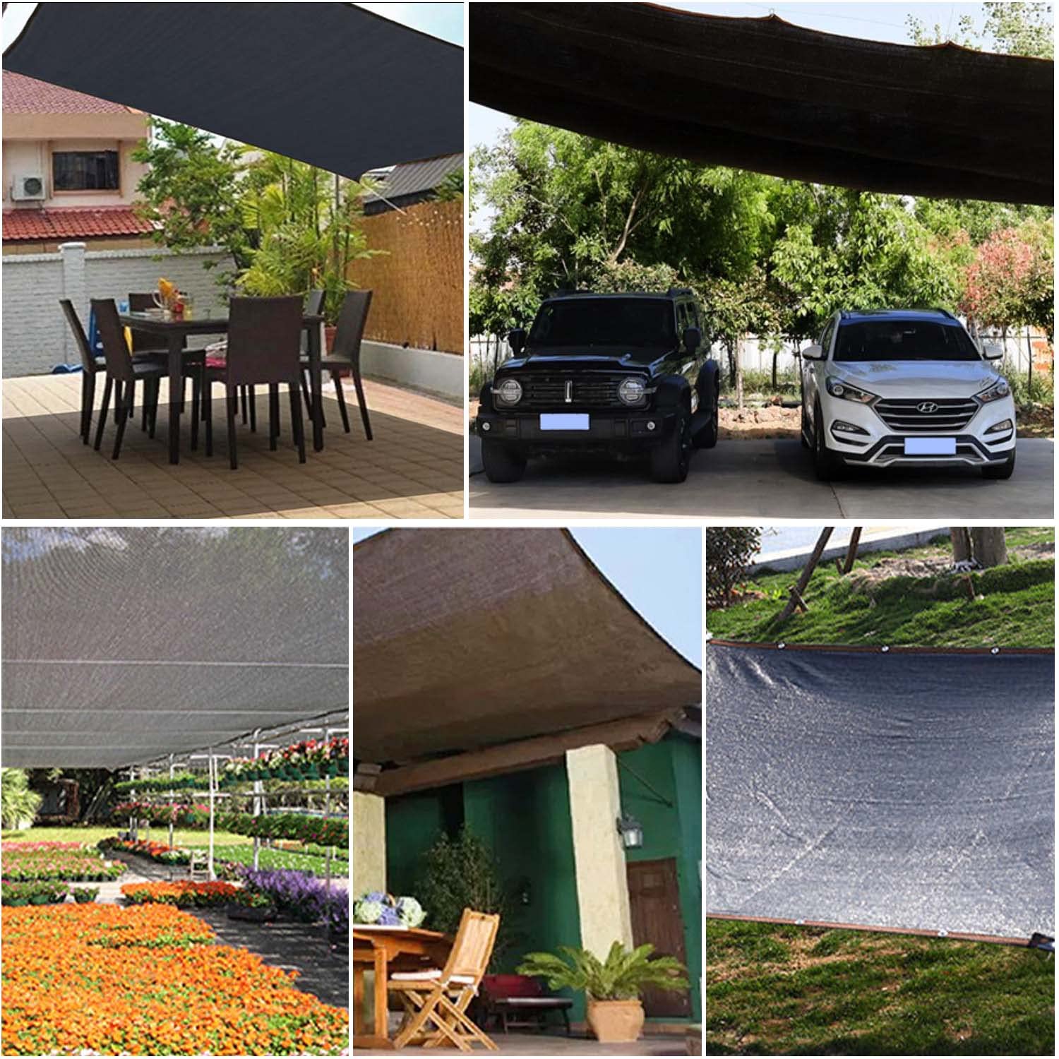 Telo Ombreggiante Occhiellato, 3x3M Ombreggiante con Occhielli, 80% Anti UV, Resistenza Allo Strappo rete Frangivento, Rete Ombreggiante con Occhielli per piante Serre Carport Piscine Cortili