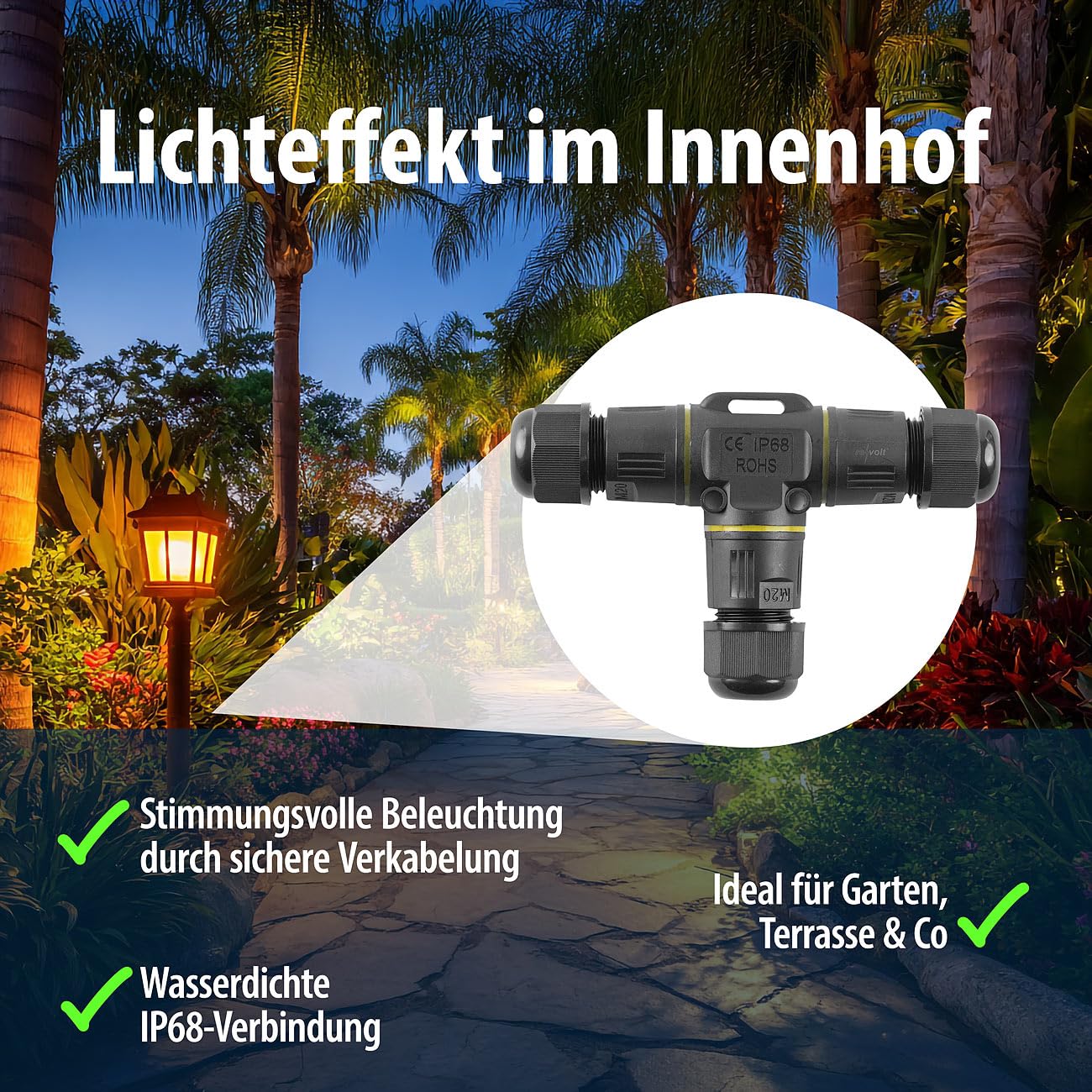 revolt Kabelverbinder IP68: 12er-Set wasserdichte 3-Wege-Kabelverbinder, für ? 3-12 mm Kabel (Mehrwege, Kabelmuffen)