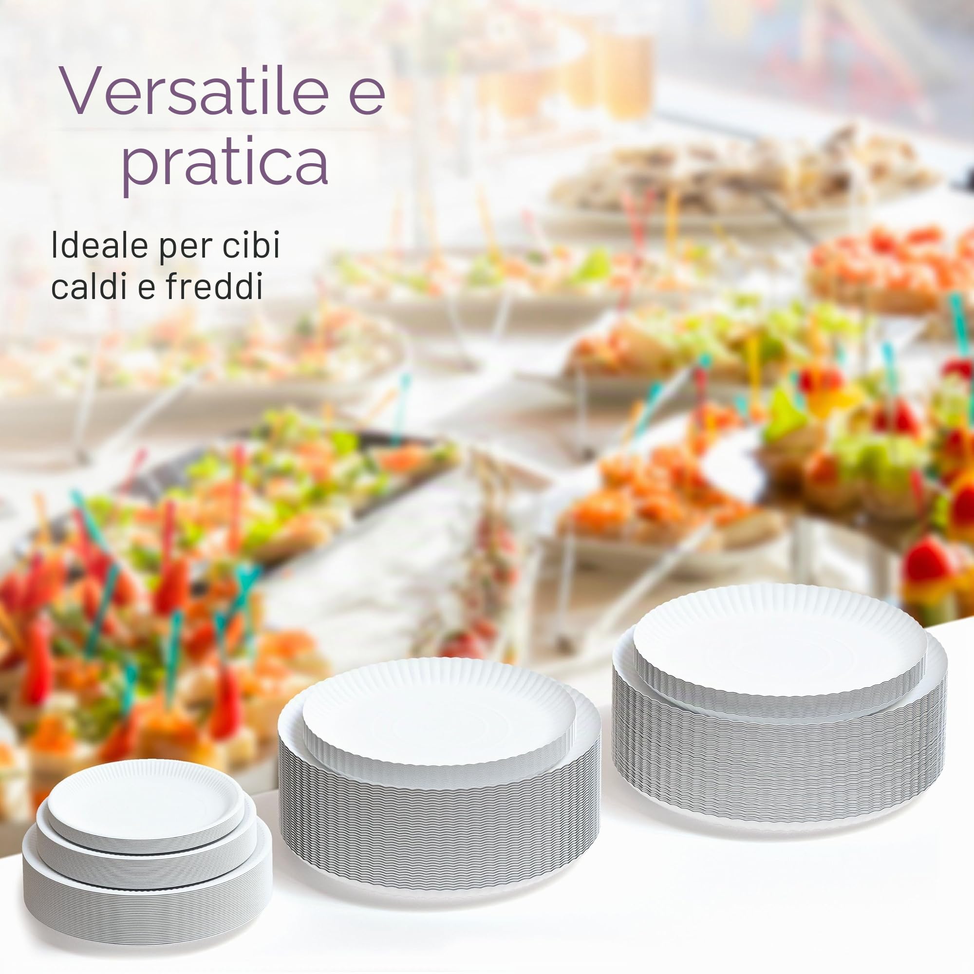 Inoverse Piatti di carta, 1000 pezzi, rotondi, 23 cm, bianchi, usa e getta | Piatti di carta ecologici, piatti per torte, stoviglie per feste, asilo e snack, per feste ed eventi