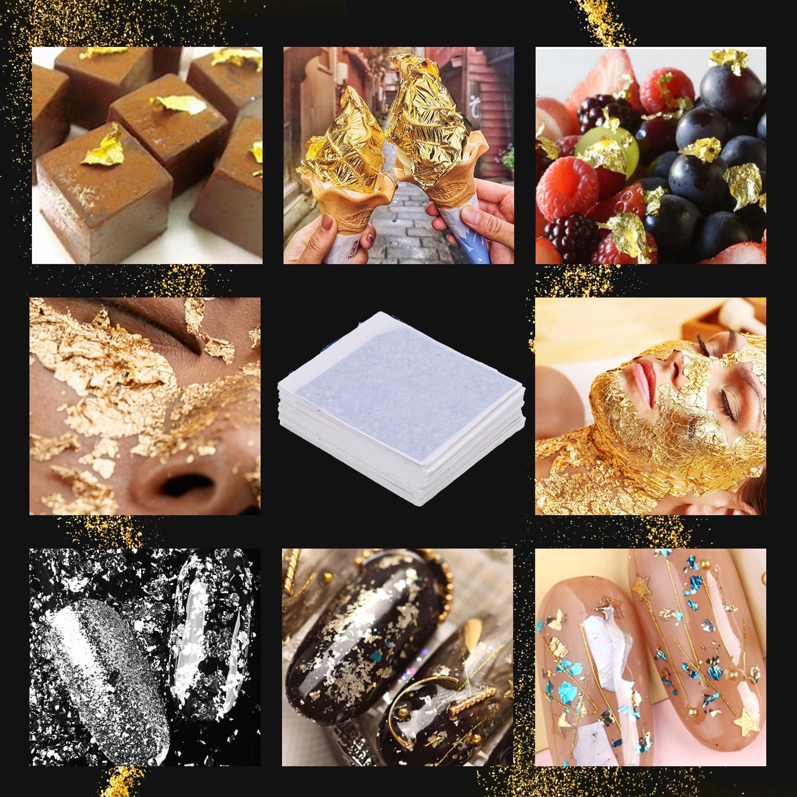 240 Sheets Gold Leaf Sheets, 12 Colors Gold Leaf Sheets for Art Decoration Painting Nails Handicrafts Gold Leaf Sheets Artistic Work