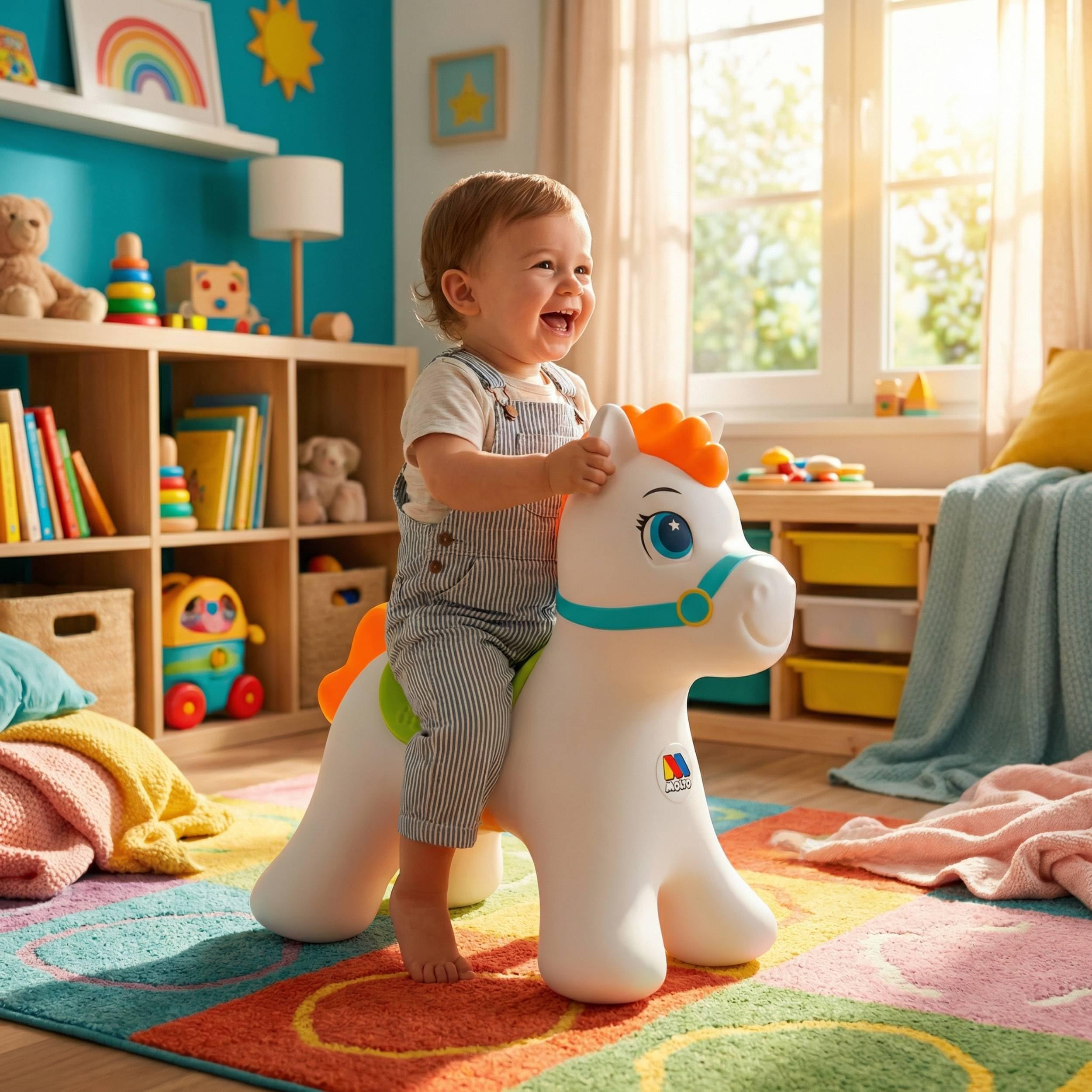 MOLTO | Caballo Saltarín Boingly, Animal Saltarín con Agarre Seguro, Caballo Hinchable para Interior o Exterior, Incluye Hinchador, hasta 20 Kg, Juguete Infantil, + 2 Años