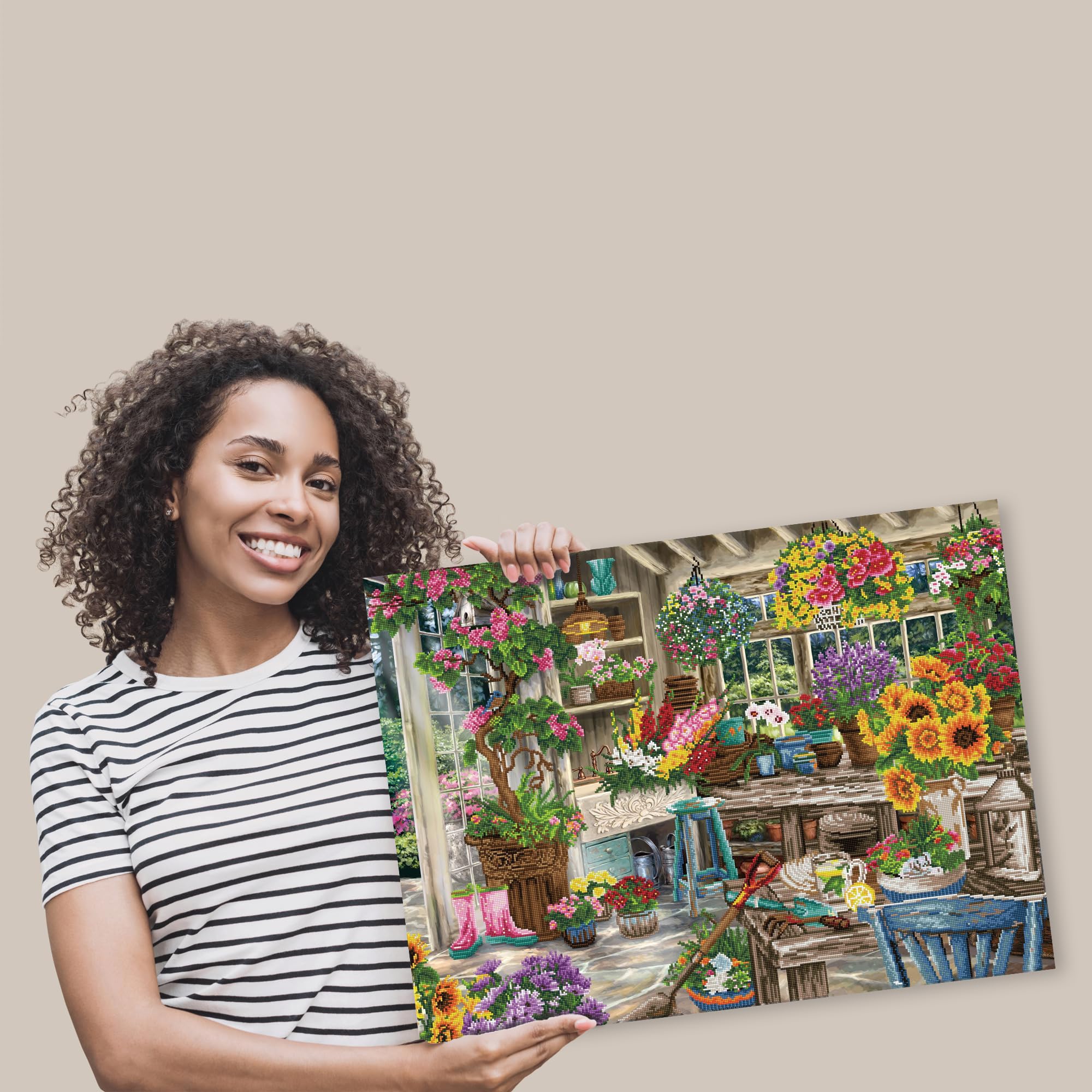DIAMOND DOTZ Diamentowe malowanie rajski ogrodnik 5D diamentowe malowanie krajobraz pełny zestaw do malowania diamentami zaawansowany poziom 74 x 100 cm