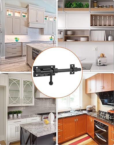 Miniatura 4 de QWORK Pestillo de puerta de perno deslizante, 2 juegos de cerrojo de seguridad de acero inoxidable 304 de alta resistencia con orificio para candado