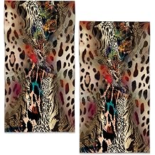 Leopard Print Hand Towels Set of 2,28 x 14 Inch African Animal Bathroom Towel Soft Absorbent Kitchen Hotel Spa Laundry Room Gym Face Towel Decor