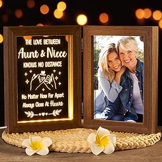 Christmas Gifts for Aunt Gifts from Niece Nephew, Engraved Night Light with Aunt Picture Frame, Best Aunt Ever Gifts Auntie Gifts Great Aunt Gifts Aunt Birthday Gifts for Women- Holds 5x7 Photos
