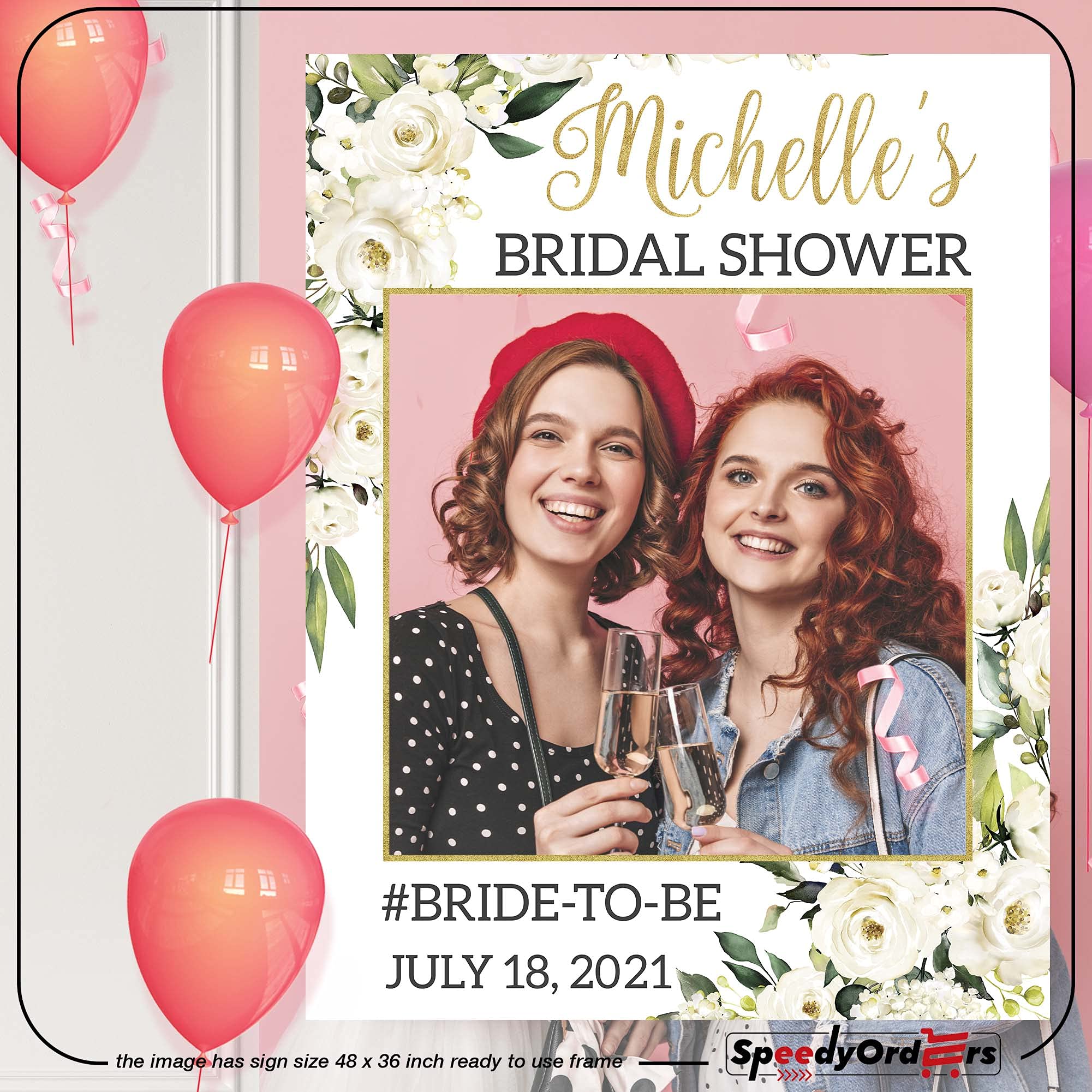 Floral Bridal Shower Photo Booth Frame Personalized Bridal Shower