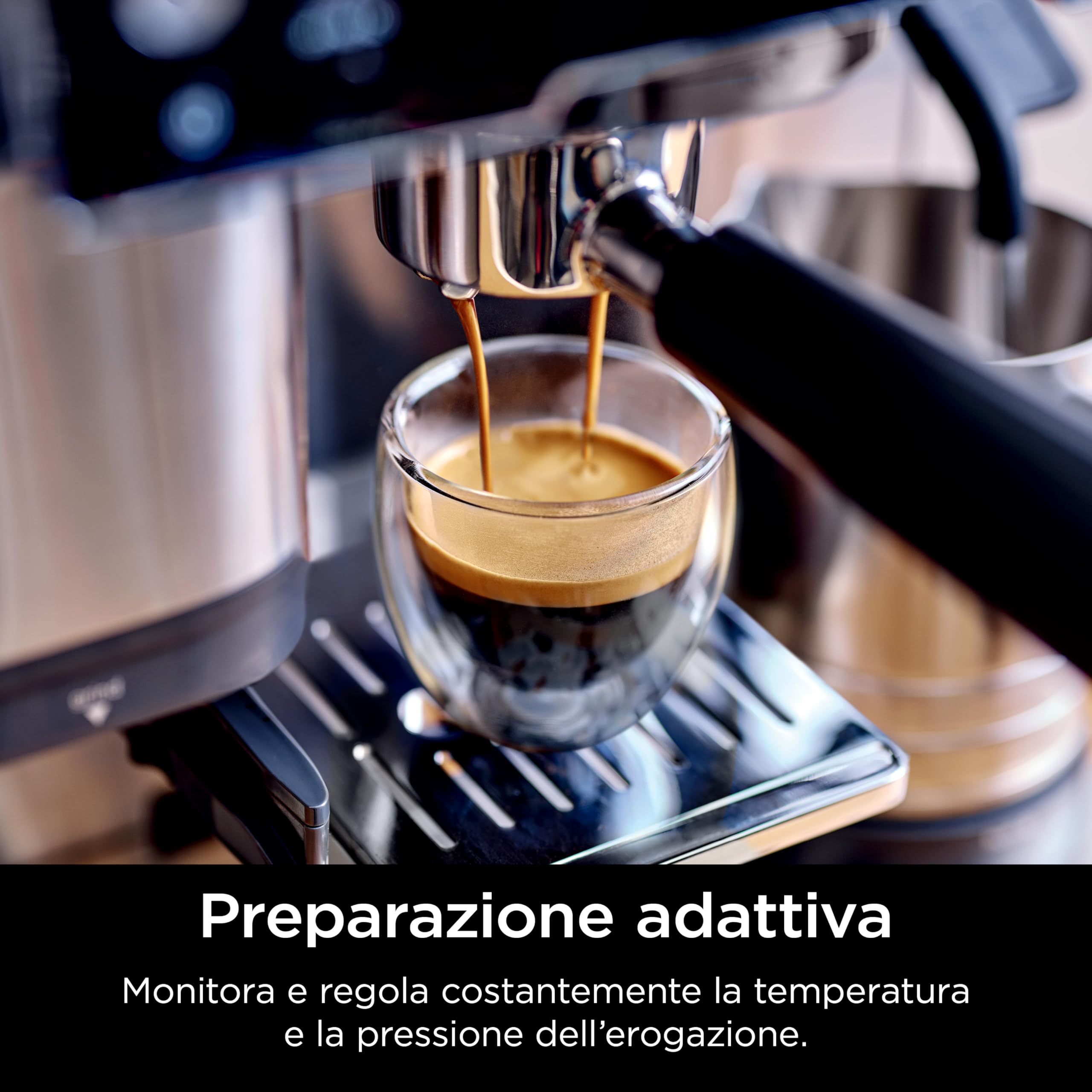 Ninja Luxe Essential Macchina da Caffè 2 in 1, Macchina per Latte, Cappuccino ed Espresso con Macinacaffè Integrato e Montalatte, Facile da usare, 2 Programmi Automatici per Schiuma, Argento, ES501EU